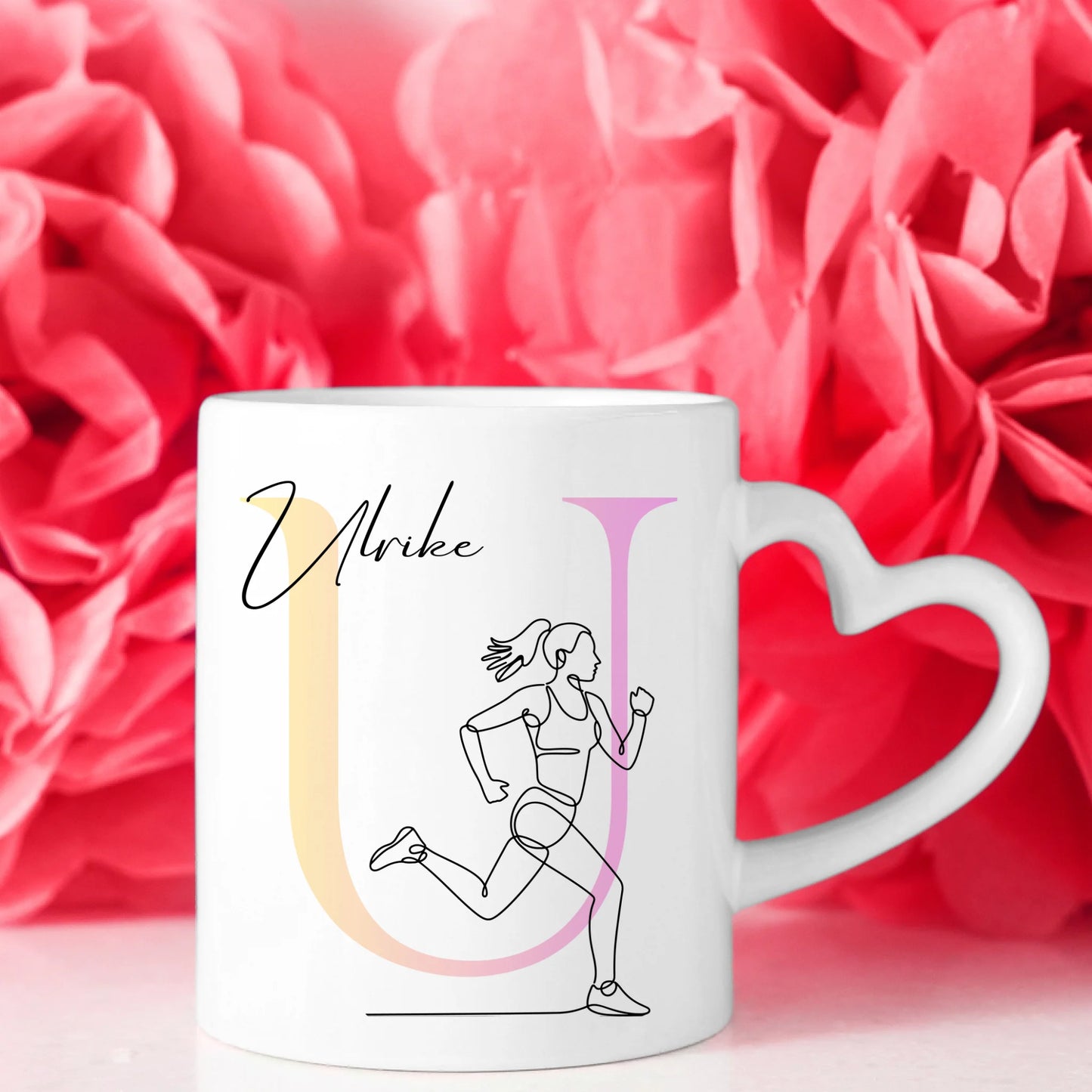 Ausgefallene Tassen Mit Name Lineart MarathonlÀuferin Marathon Personalisiert 8