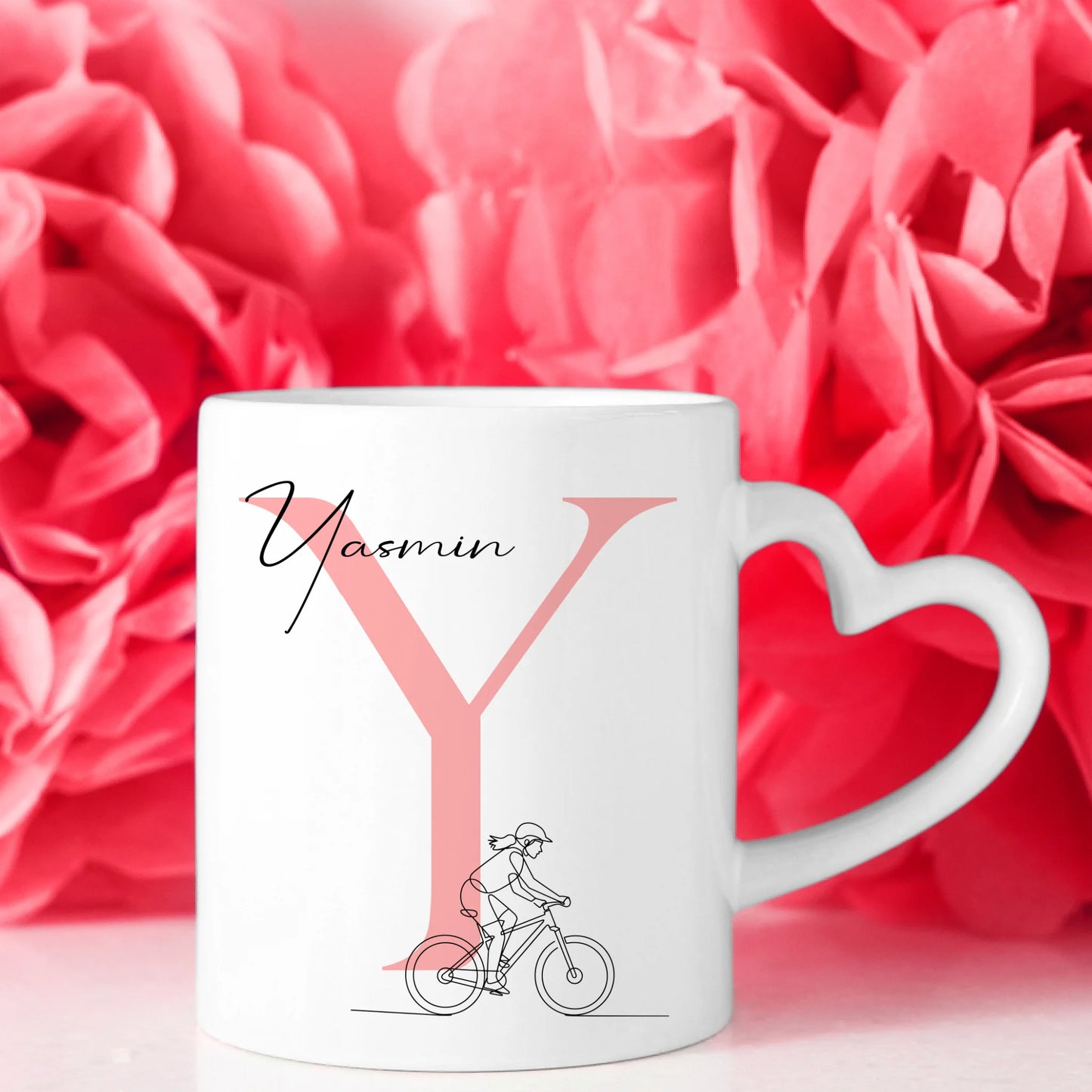 Personalisierte Tasse Mit Name Und Lineart Mountainbikerin Für Mountainbiken 8
