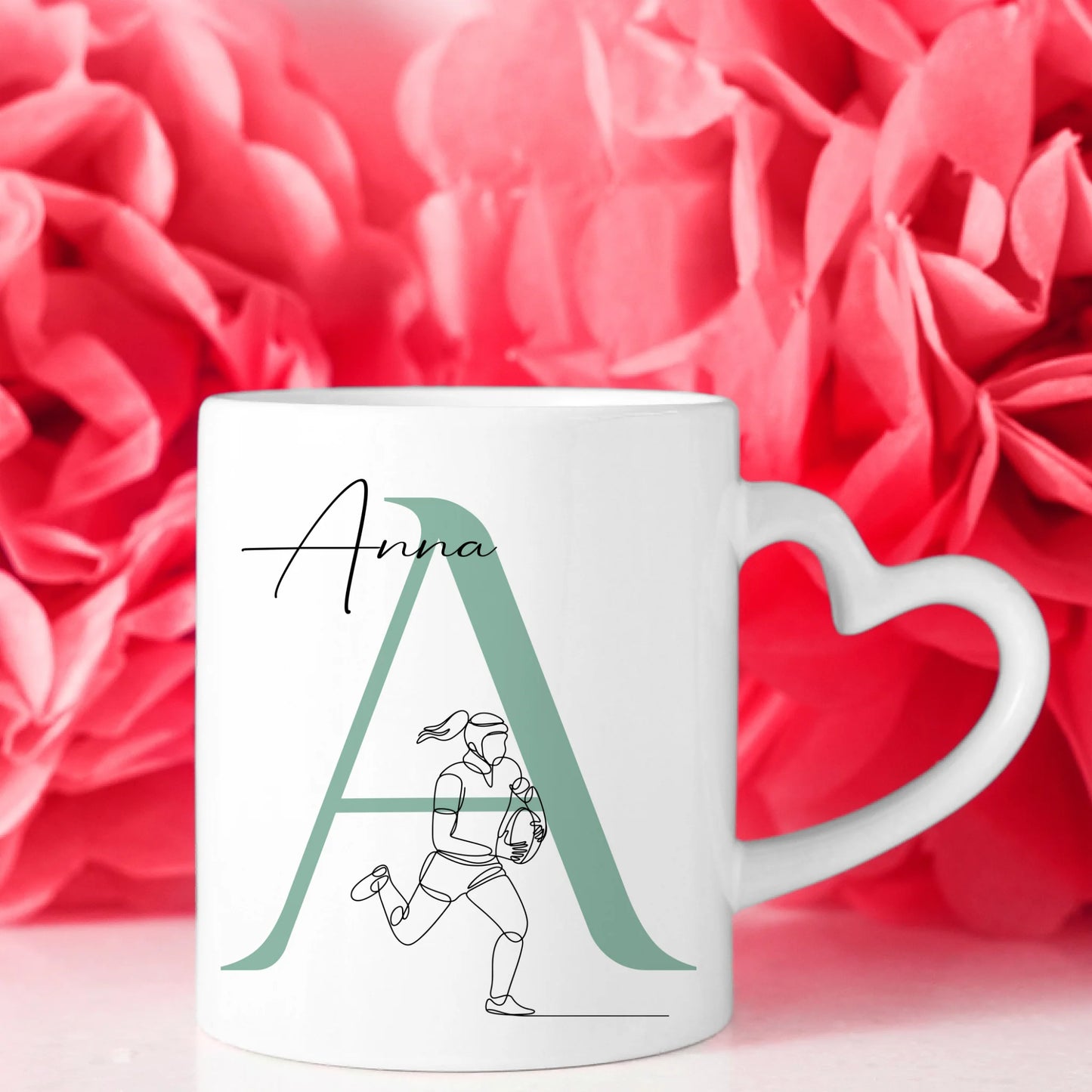 Personalisierte Tasse Mit Name Lineart Rugbyspielerin Rugby Geschenk 8