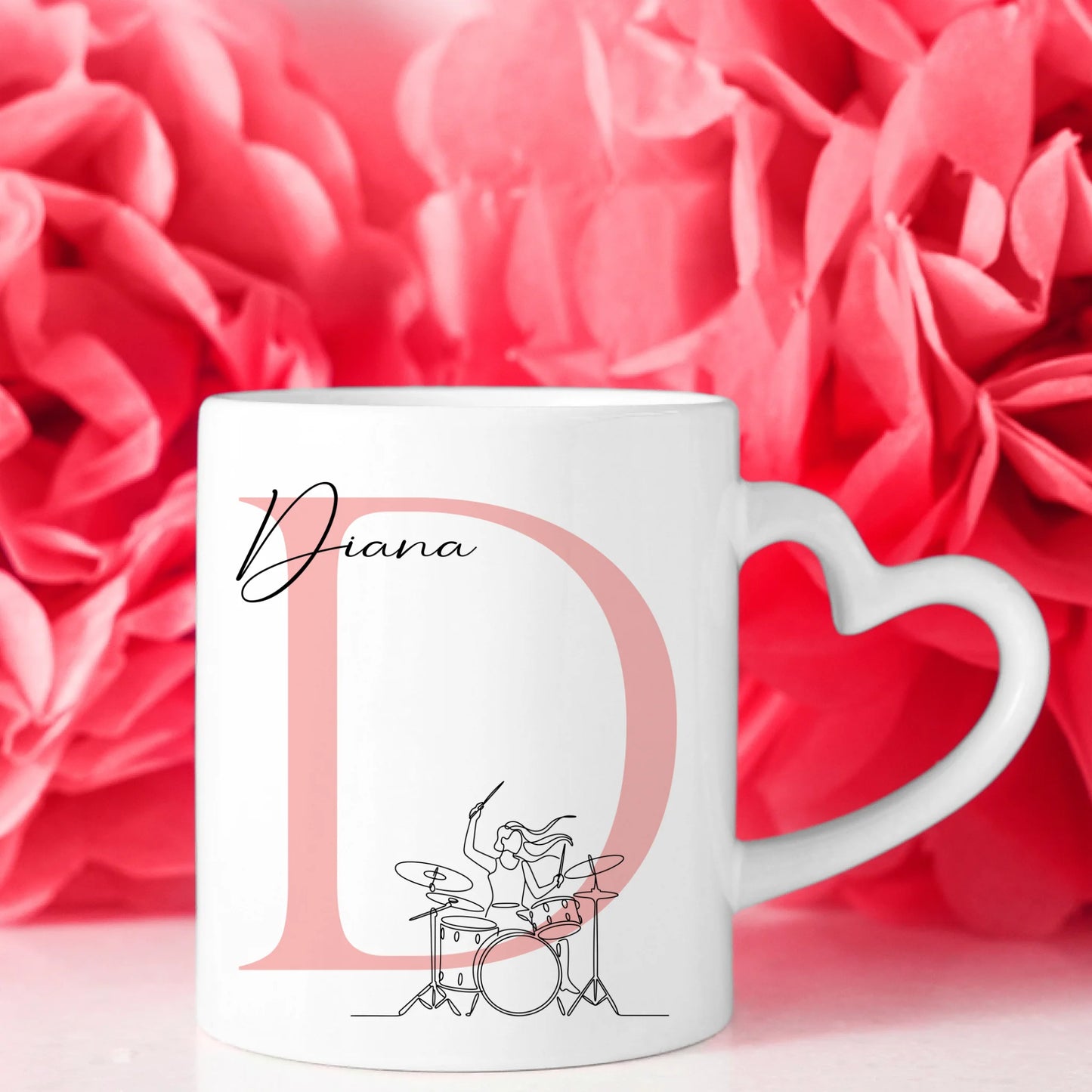 Personalisierte Tasse Mit Name Und Lineart Schlagzeugerin Schlagzeug Geschenk für Musikerinnen 8