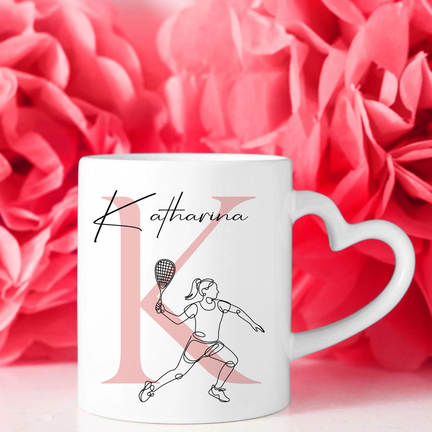 Personalisierte Tasse Mit Name Und Lineart Squashspielerin Für Squashfans 8