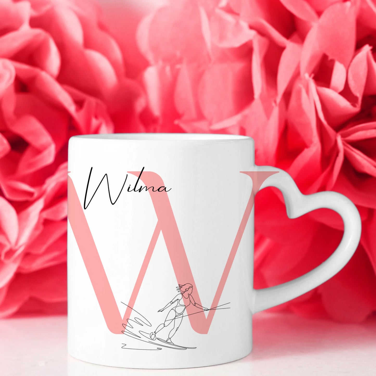 Ausgefallene Tassen Mit Name Lineart Wasserskifahrerin Wasserskifahren personalisiertes Geschenk 8