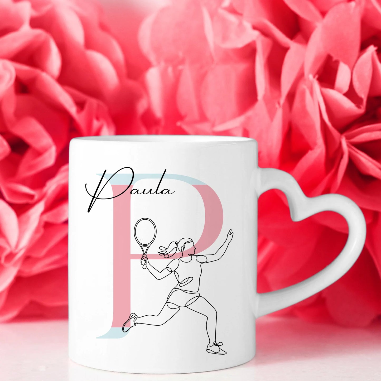 Ausgefallene Tassen Mit Name Lineart Tennisspielerin Tennis Personalisiertes Geschenk 8