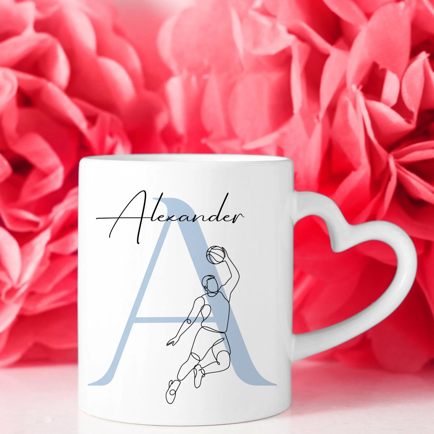 Ausgefallene Tassen Mit Name Lineart Basketball Basketballer personalisierte Geschenke 8