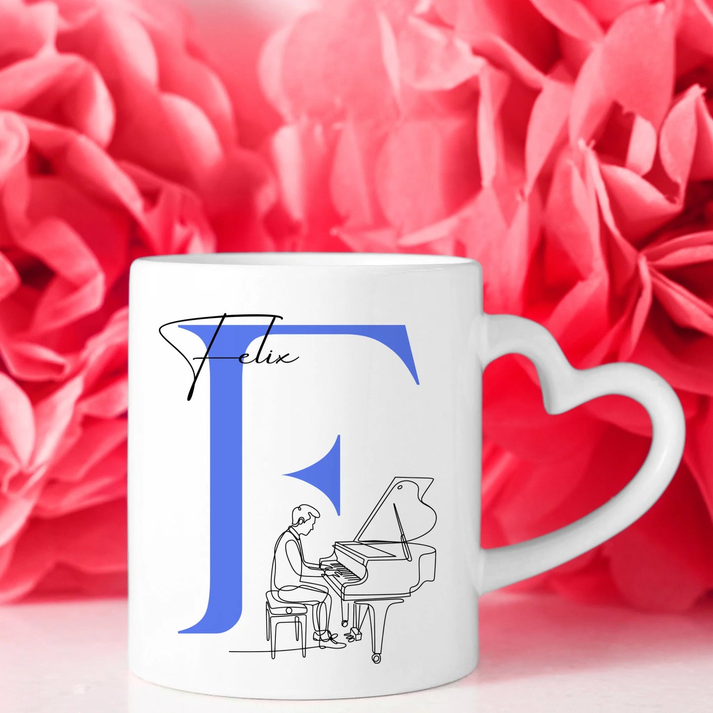 Personalisierte Tasse Mit Name Und Lineart Klavier Pianist Geschenkidee 8