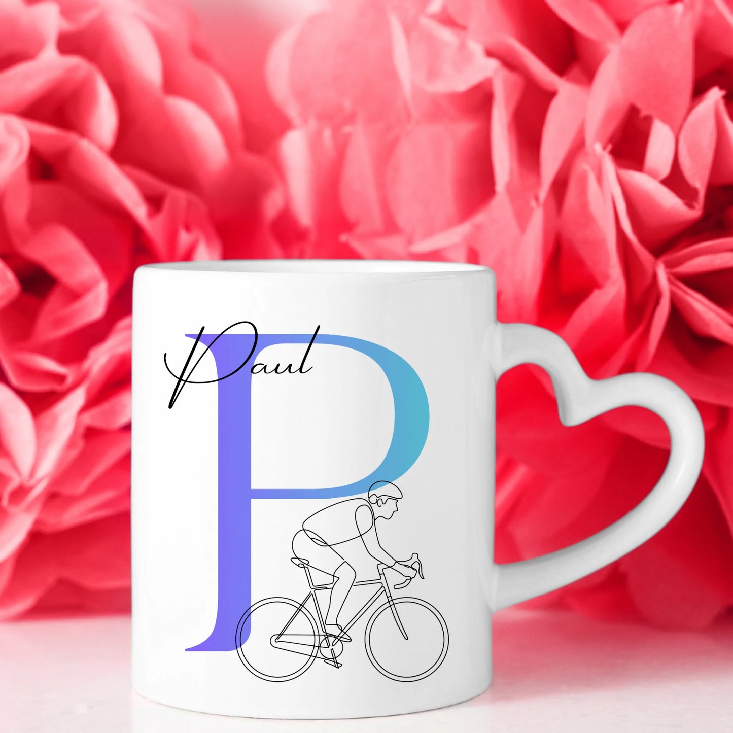 Personalisierte Tasse Mit Name Lineart Radfahren Radfahrer Geschenkidee für Radliebhaber 8