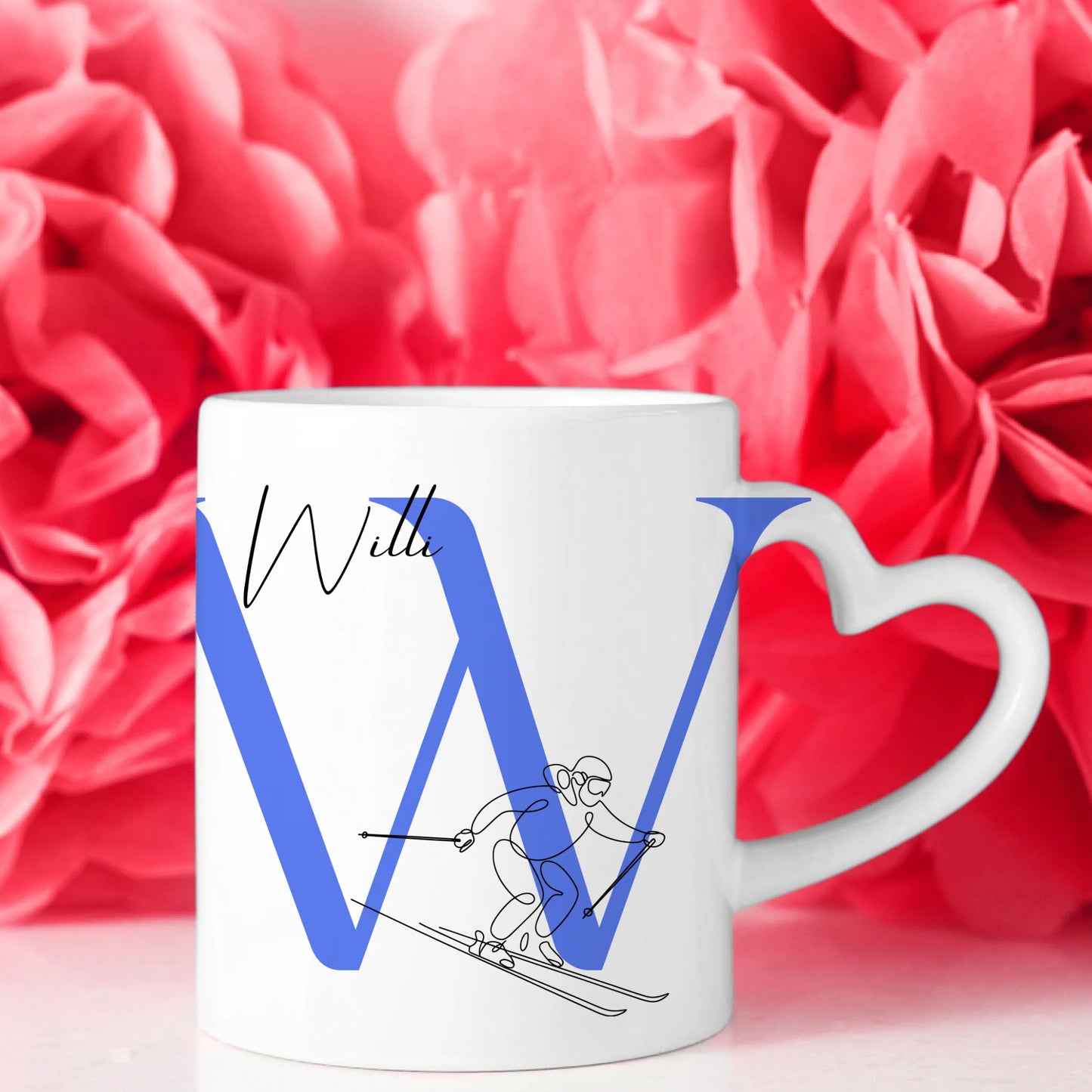 Personalisierte Tasse Mit Name Lineart Skifahren Skifahrer Individuelles Geschenk 8