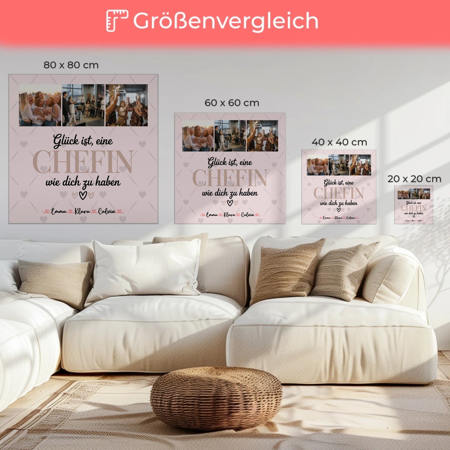 Personalisierte Leinwand Bild Fotocollage für Chefin Glück Ist eine Chefin Wie Dich Zu Haben 6