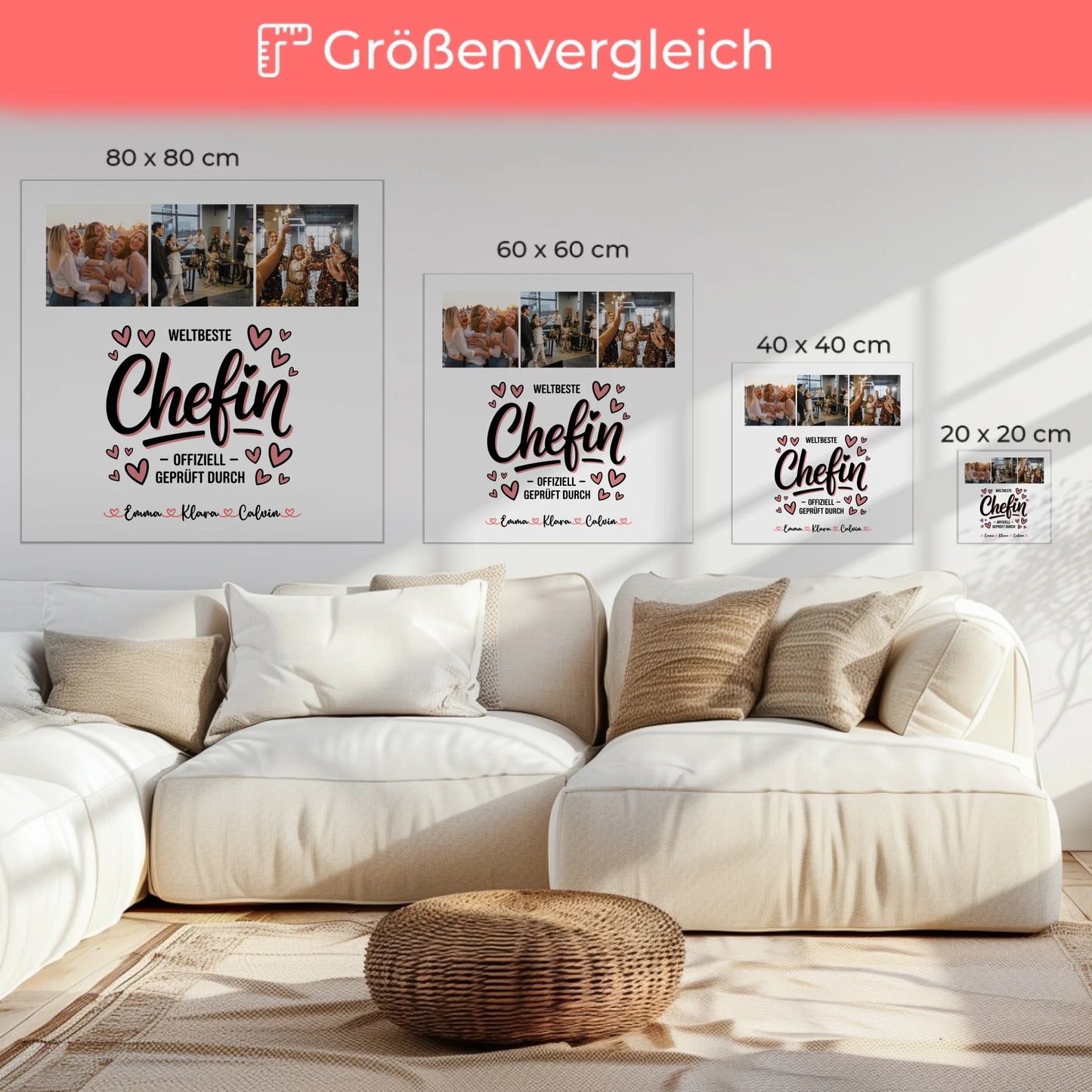 Leinwand Personalisiert Fotocollage für Chefin Weltbeste Chefin Offiziell Geprüft Durch 6