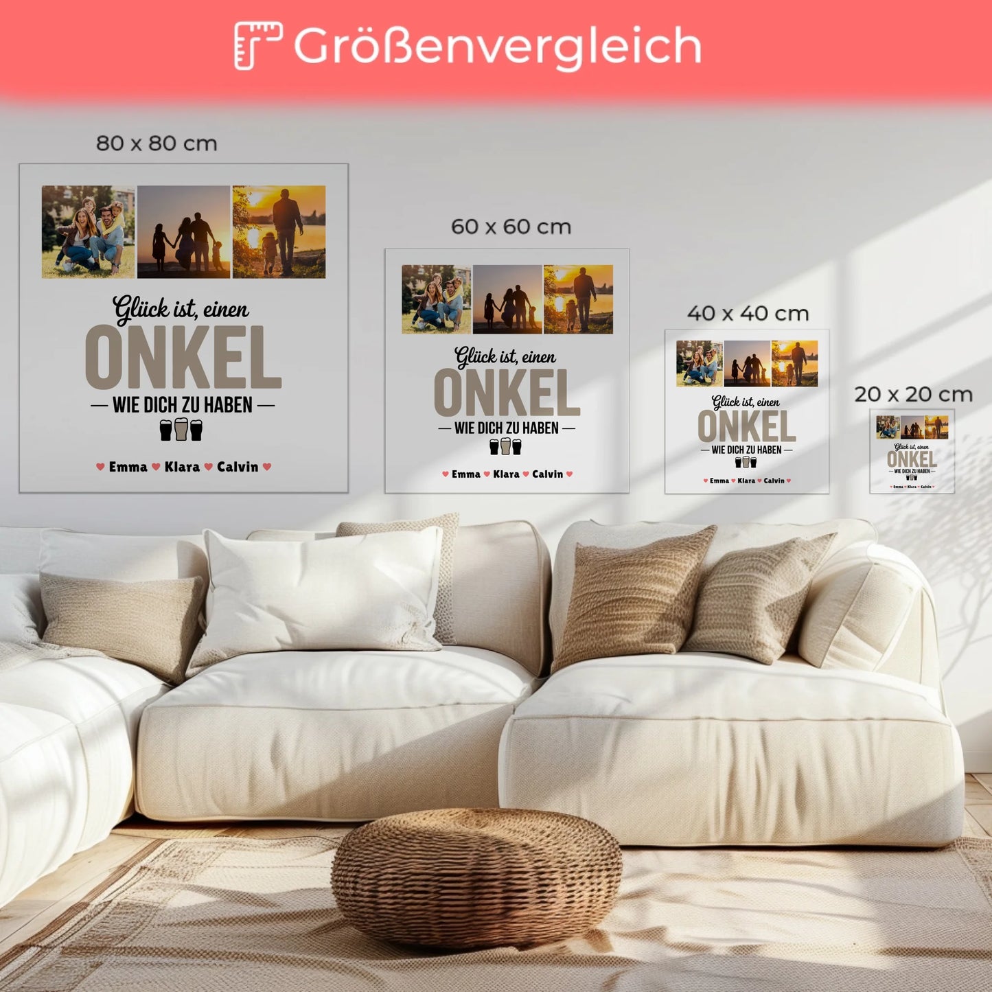 Personalisierte Fotocollage Leinwand - Geschenk für Onkel - Glück, einen Onkel wie dich zu haben 6