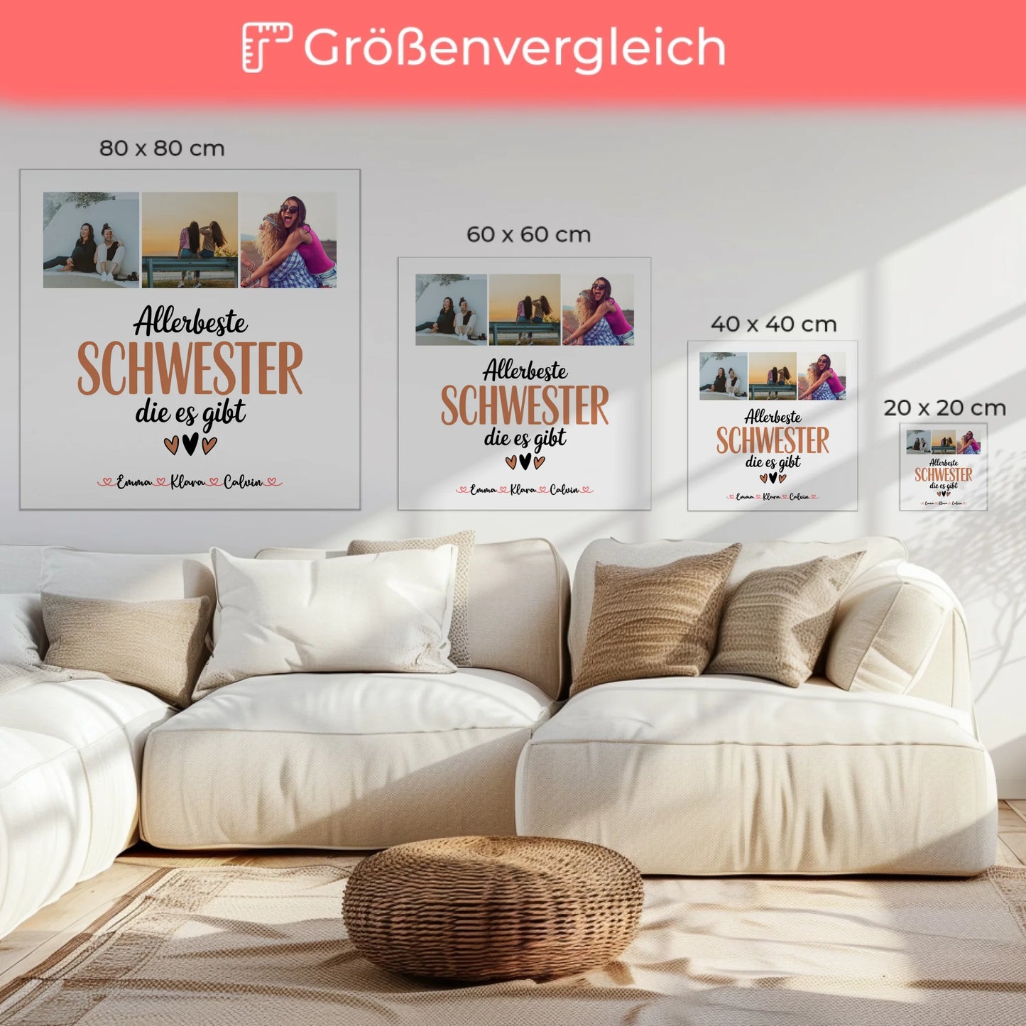 Personalisierte Leinwand Schwester Fotocollage für Schwester Allerbeste Schwester Die Es Gibt 6