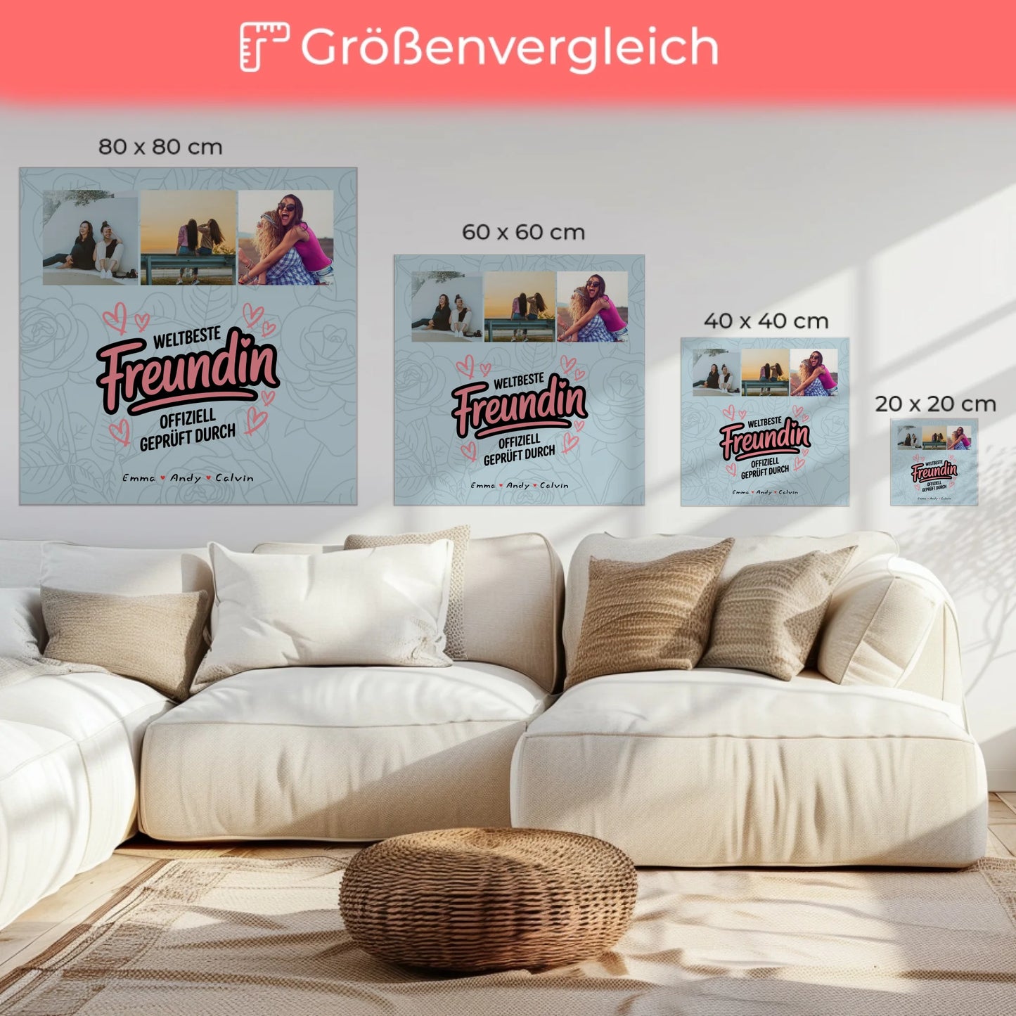 Leinwand beste Freundinnen Geschenk Fotocollage Beste Freundin Weltbeste Freundin Offiziell Geprüft Durch 6