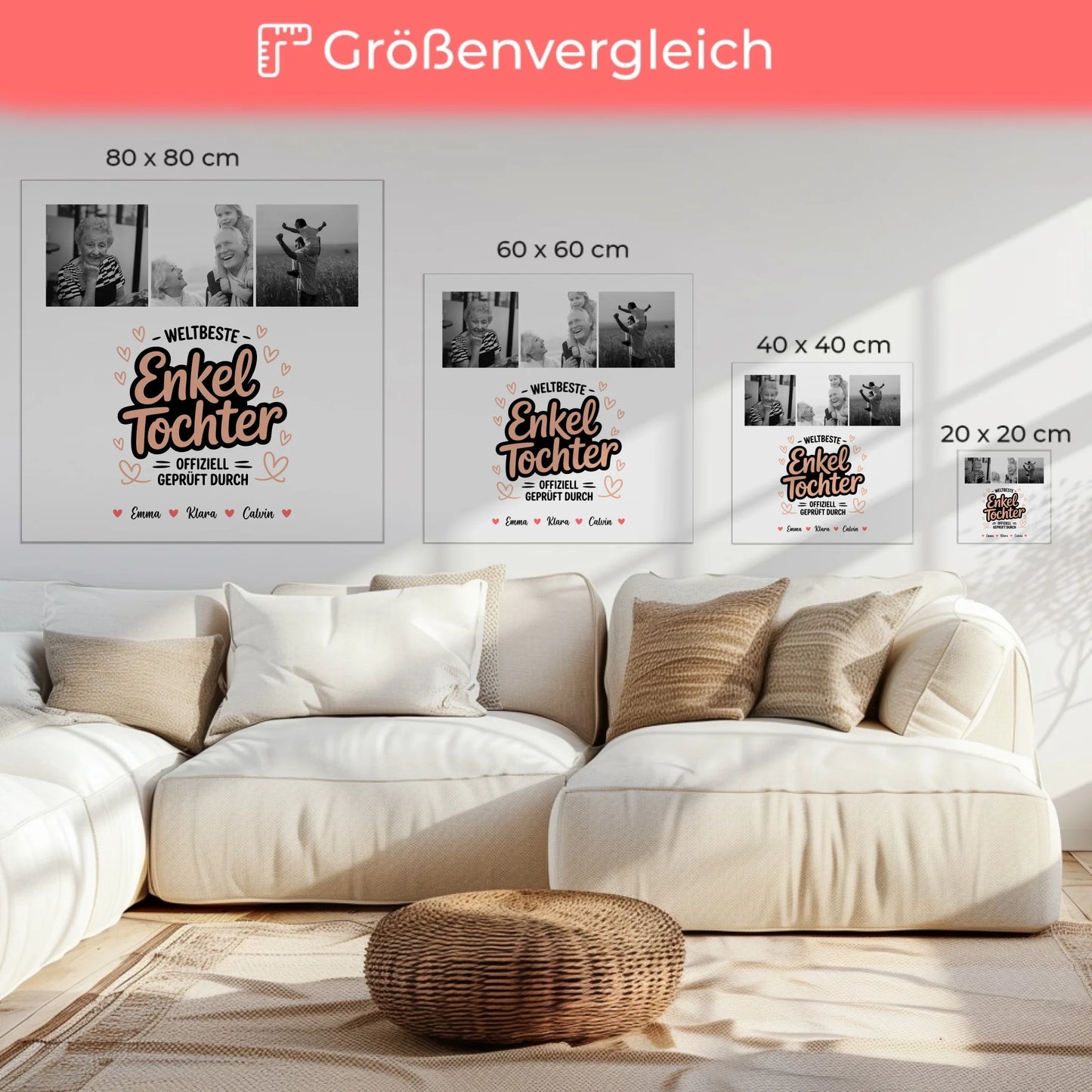 Personalisierte Leinwand Enkeltochter Fotocollage Weltbeste Enkeltochter Offiziell Geprüft Durch 6