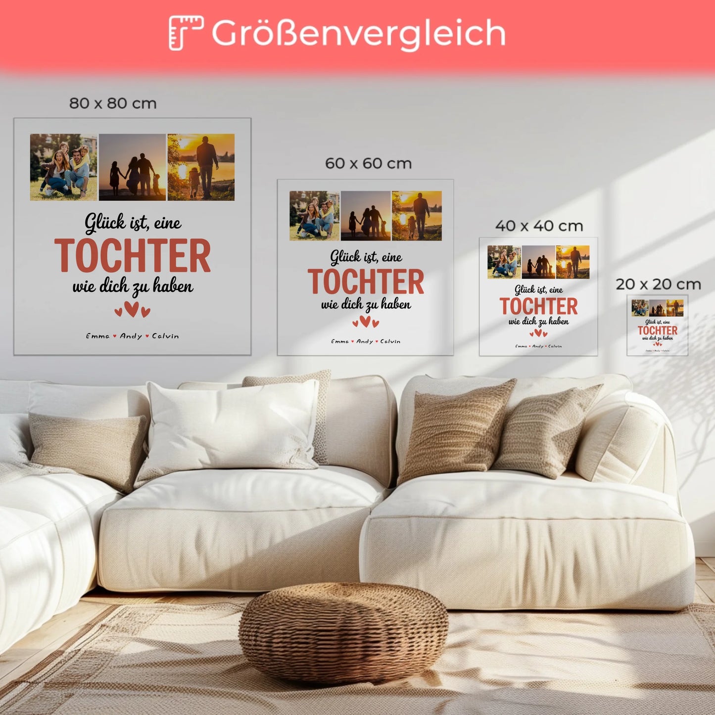 Personalisierte Leinwand Wandbild Geschenk Fotocollage Tochter Glück Ist eine Tochter Wie Dich Zu Haben 6