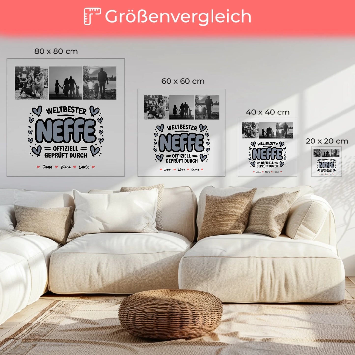 Personalisierte Leinwand Neffe Fotocollage Weltbester Neffe Offiziell Geprüft Durch 6