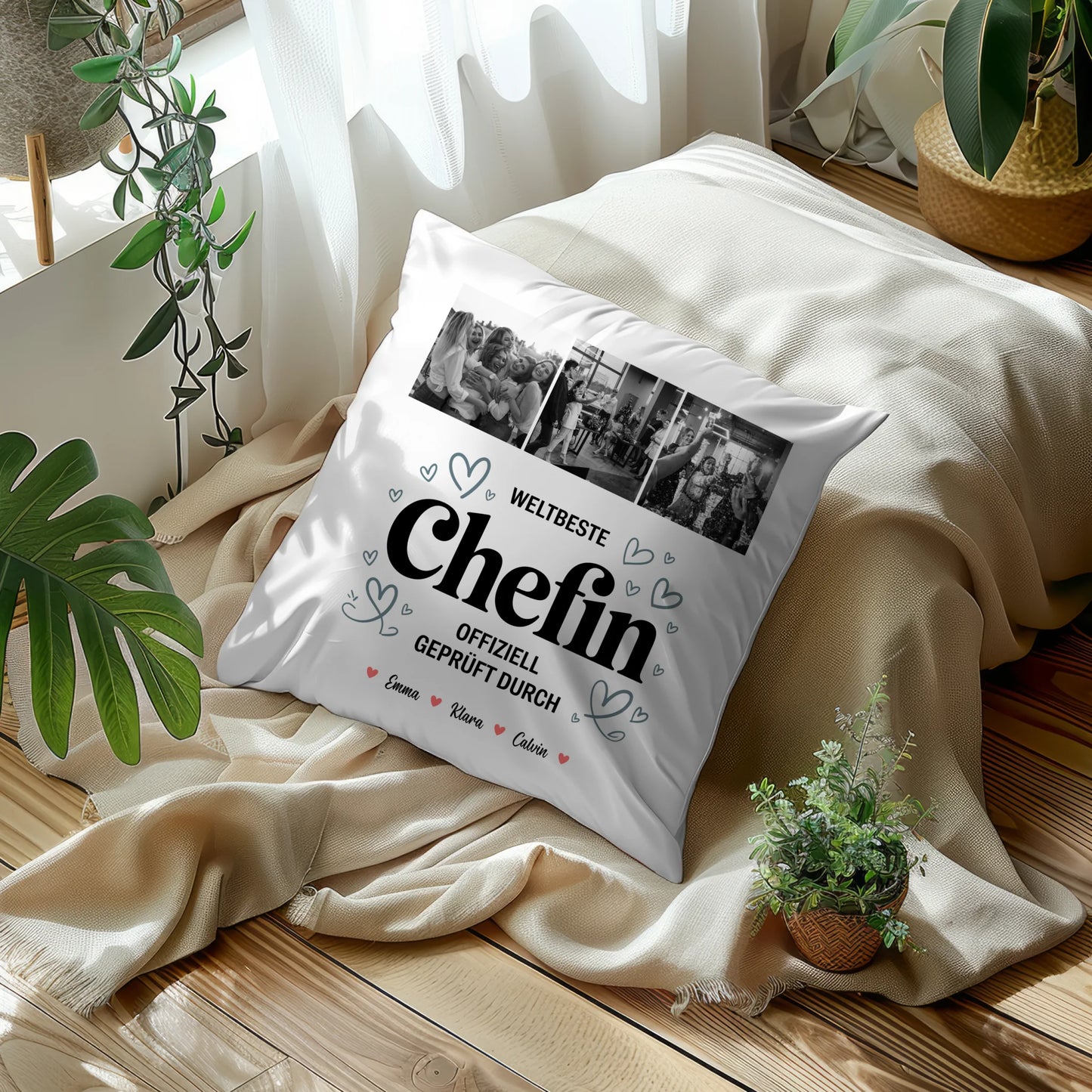 Personalisierte Kissen Mit Namen Chefin Fotocollage Weltbeste Chefin Offiziell Geprüft Durch