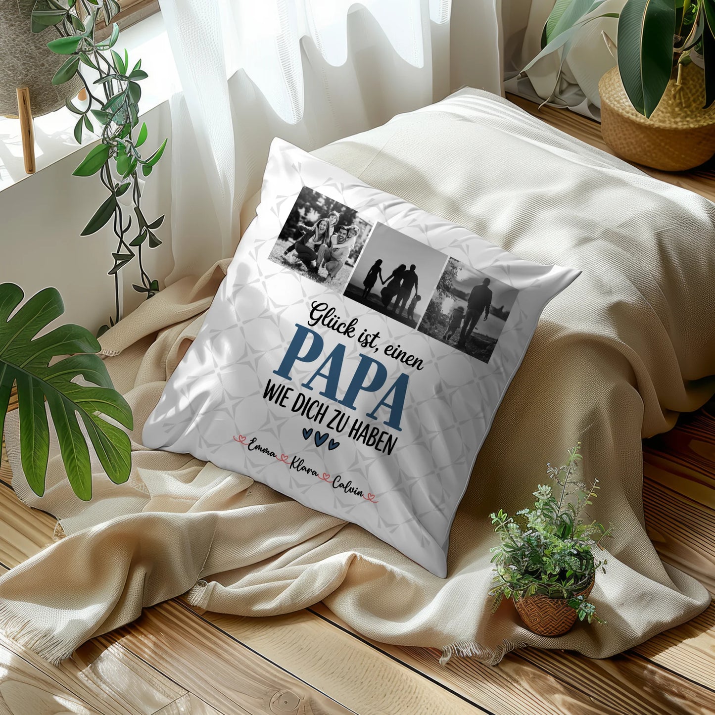 Personalisierte Kissen Mit Spruch Für Papa Fotocollage Papa Glück ist einen Papa wie dich zu haben