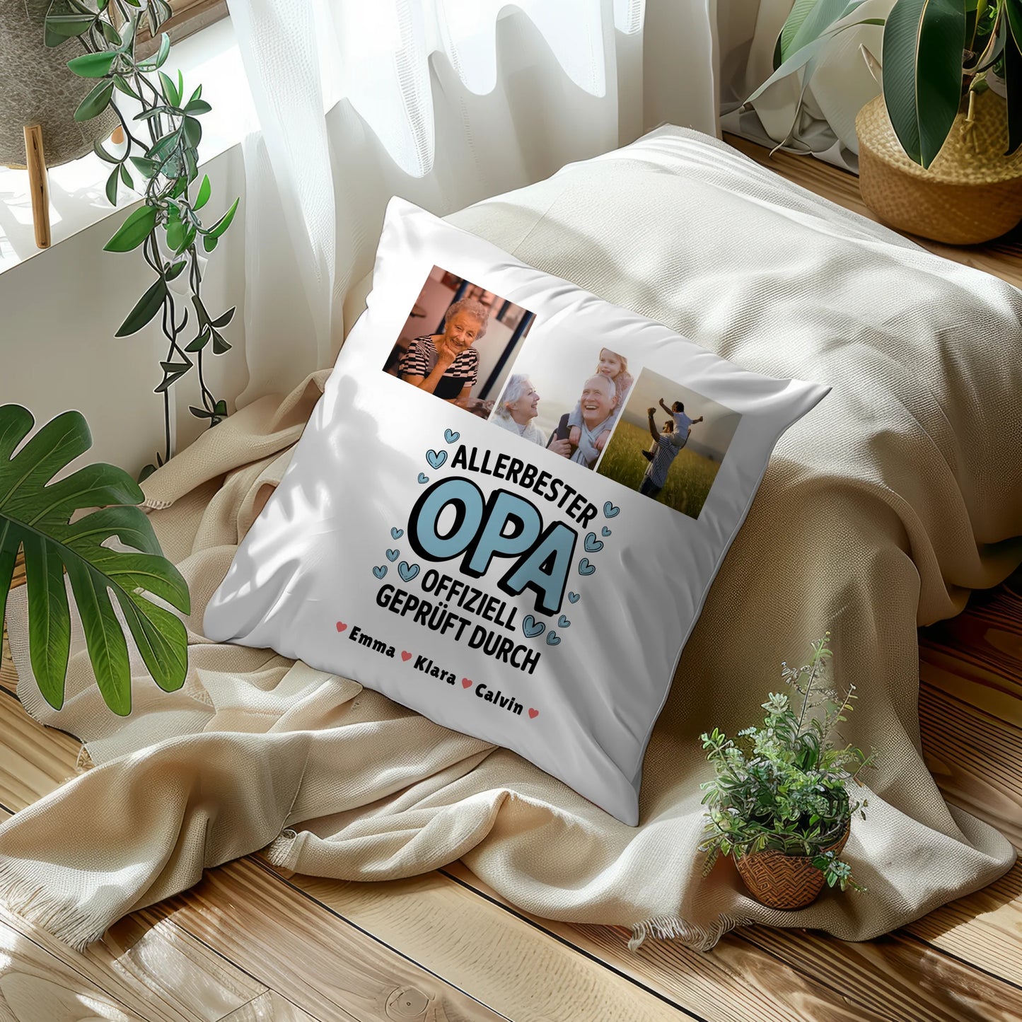 Bester Opa Kissen Geschenk Fotocollage Opa Allerbester Opa Offiziell Geprüft Durch