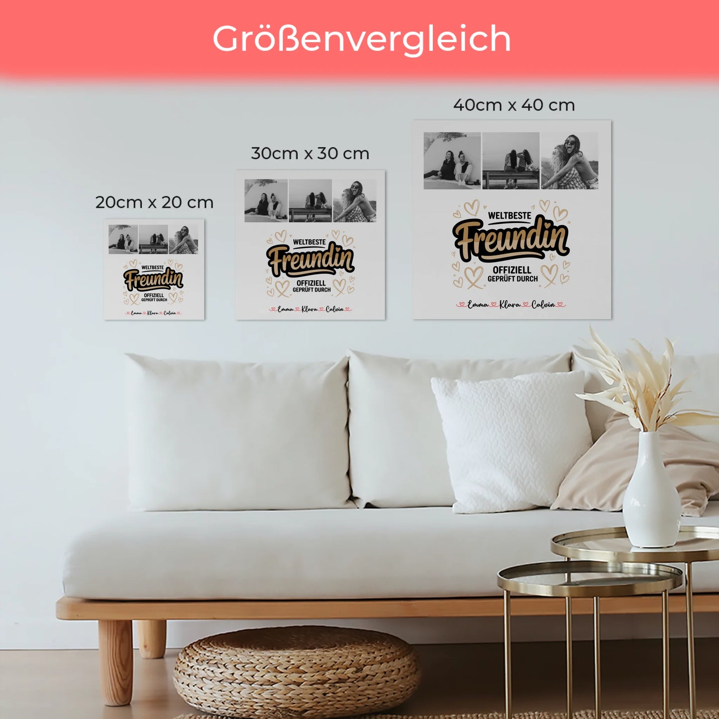 Fotogeschenk beste Freundin Personalisierte Fotocollage Weltbeste Freundin Offiziell Geprüft Durch