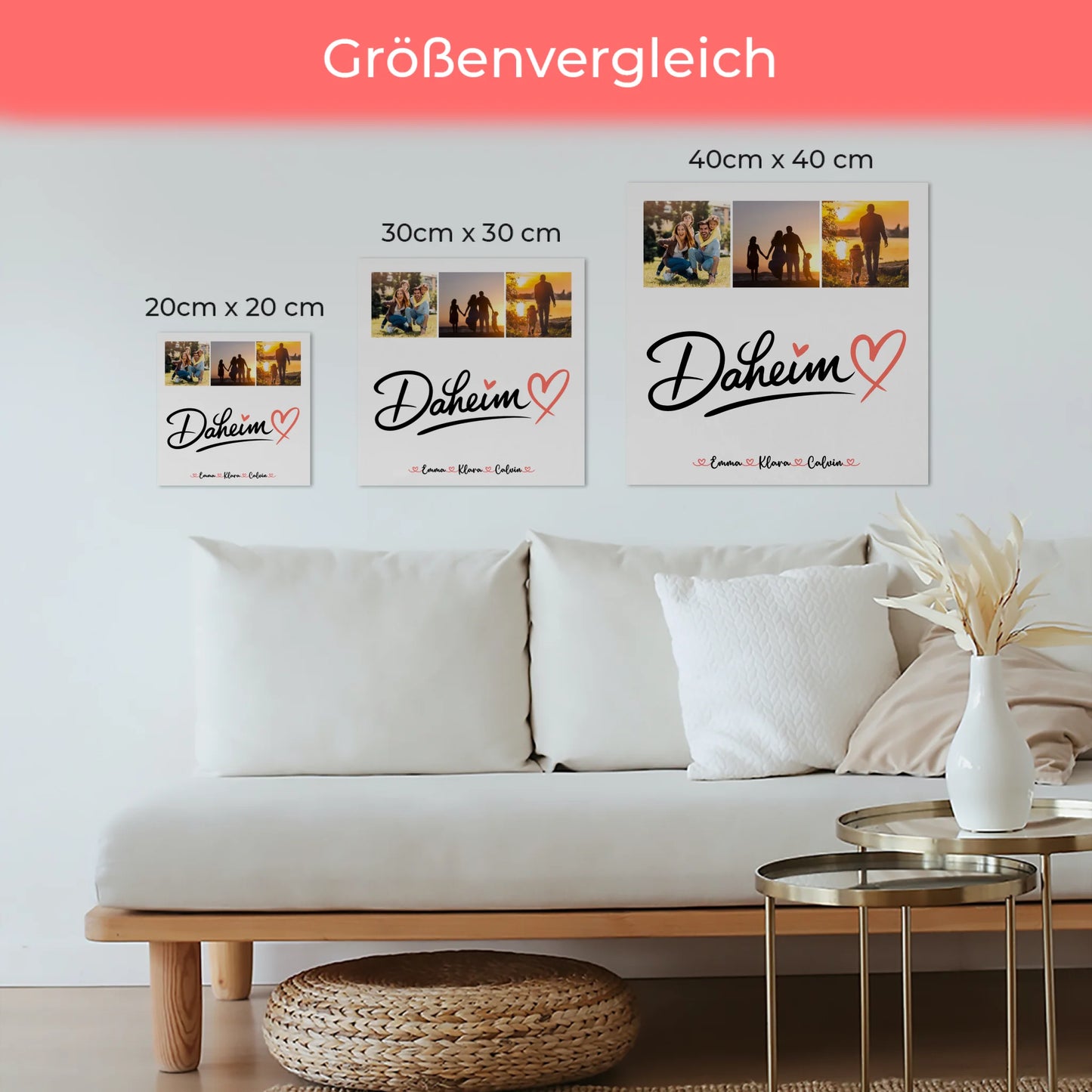 Wandbild Familie Personalisiert Fotocollage für Familie Daheim