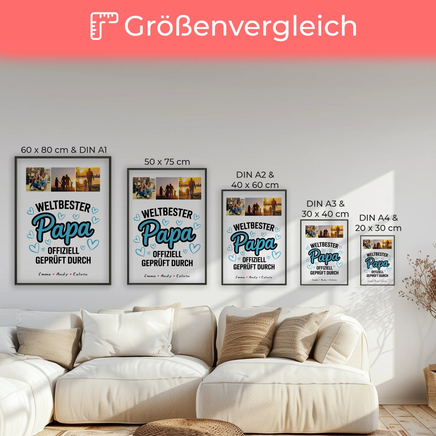 Poster Papa Fotocollage Weltbester Papa Offiziell Geprüft Durch Personalisiertes Geschenk