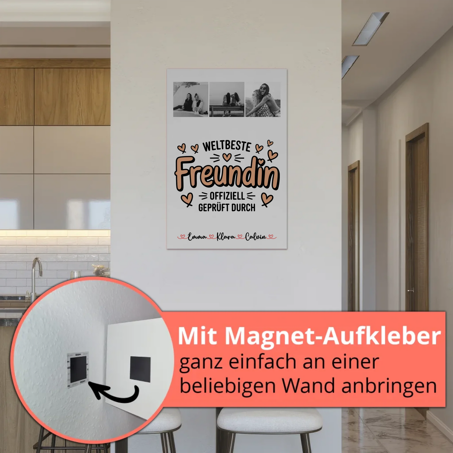 Beste Freundinnen Fotoboard Fotocollage für Beste Freundin Weltbeste Freundin Offiziell Geprüft Durch