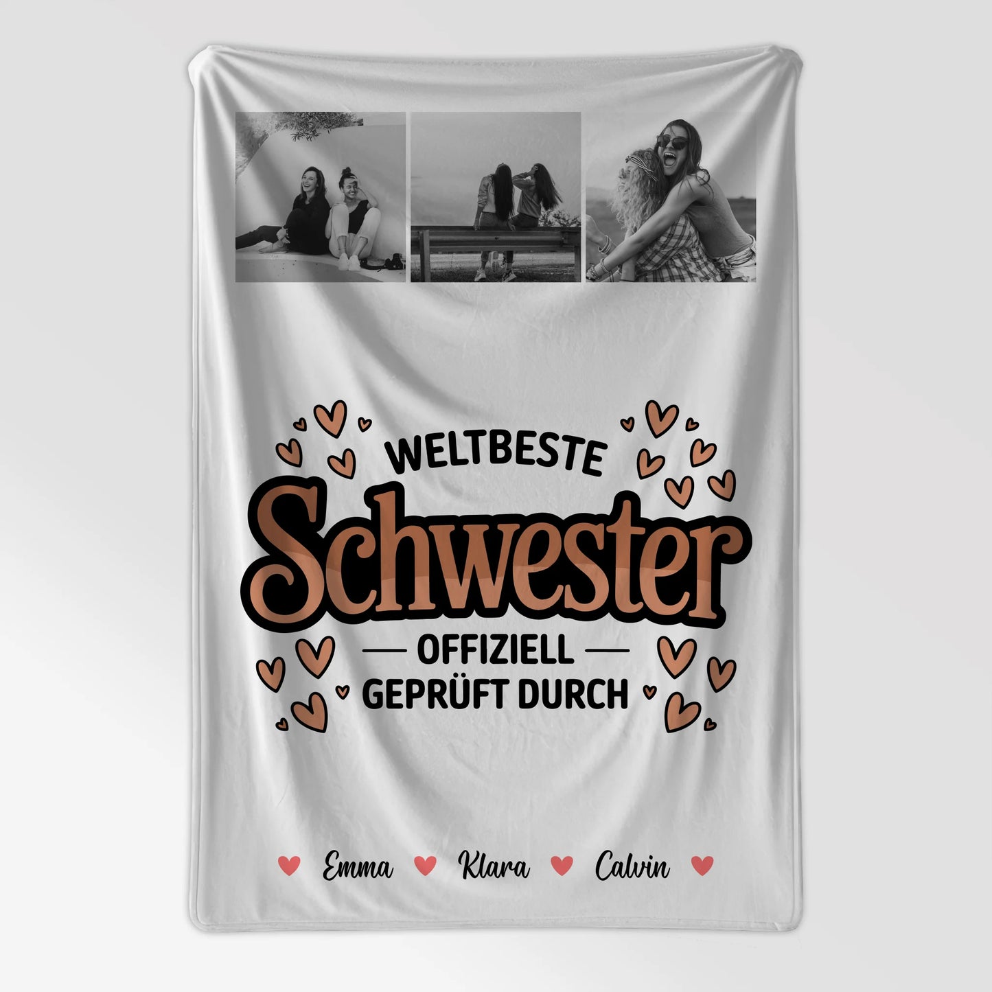 Personalisierte Decke Schwester Fotocollage für Schwester Weltbeste Schwester Offiziell Geprüft Durch 7