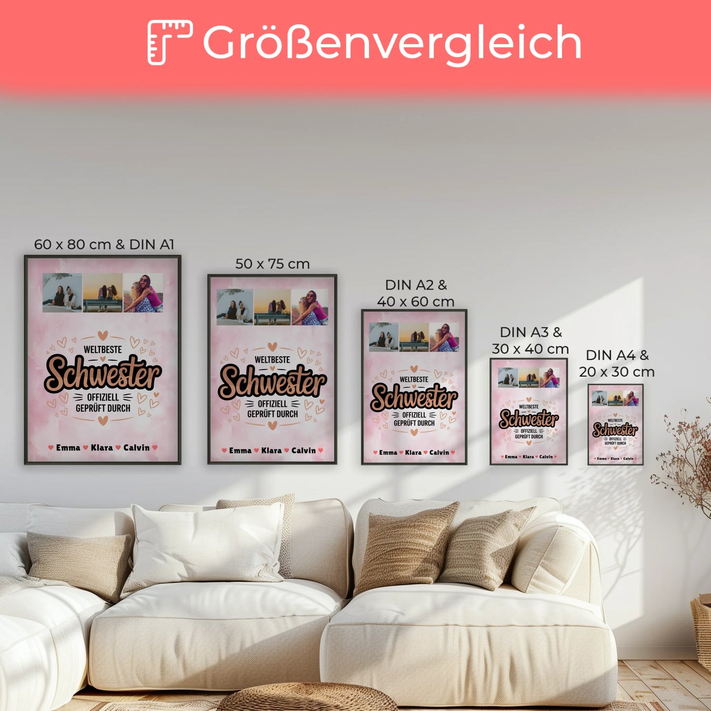 Personalisiertes Poster Schwester Fotocollage Weltbeste Schwester Offiziell Geprüft Durch Geschenk