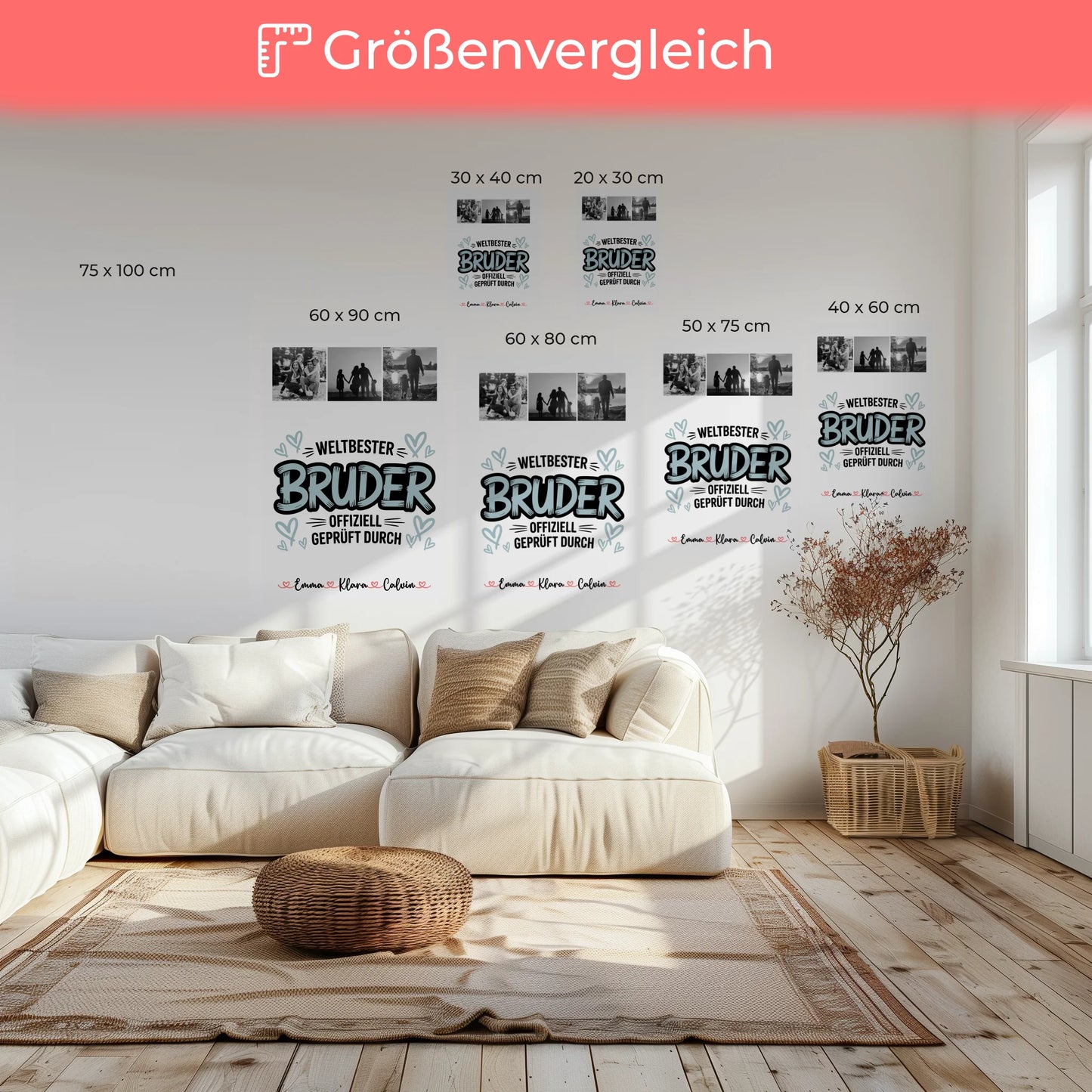 Leinwand Personalisiert Fotocollage für Bruder Weltbester Bruder Offiziell Geprüft Durch 6