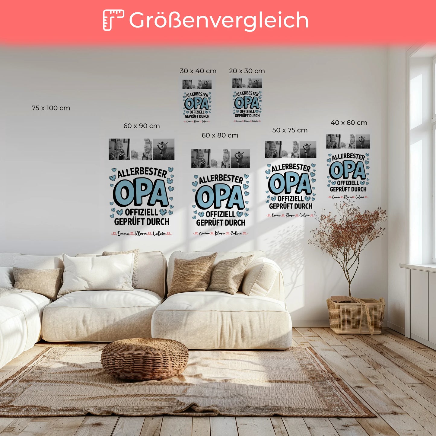 Wandbild Fotocollage Geschenk Fotocollage Opa Allerbester Opa Offiziell Geprüft Durch 6