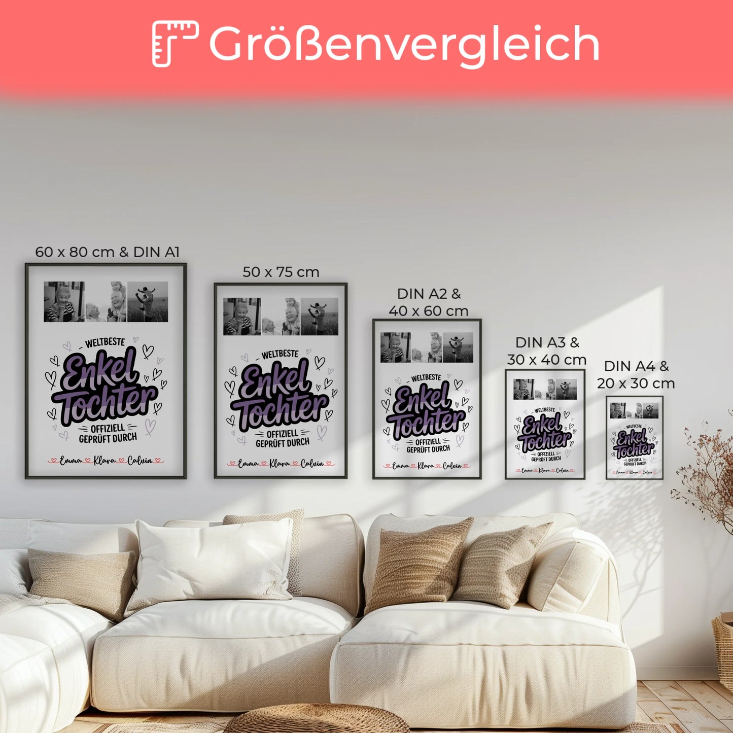 Poster Personalisiert Geschenk Fotocollage Enkeltochter Weltbeste Enkeltochter Offiziell Geprüft Durch