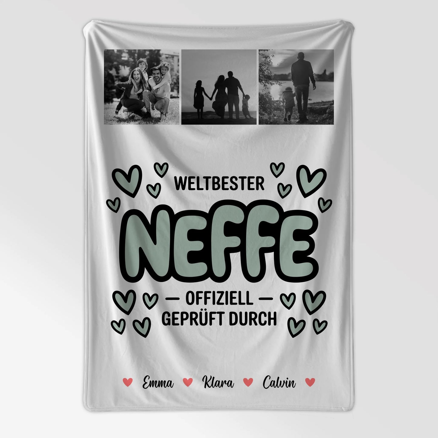 Personalisierte Decke Mit Namen Fotocollage für Neffe Weltbester Neffe Offiziell Geprüft Durch 7
