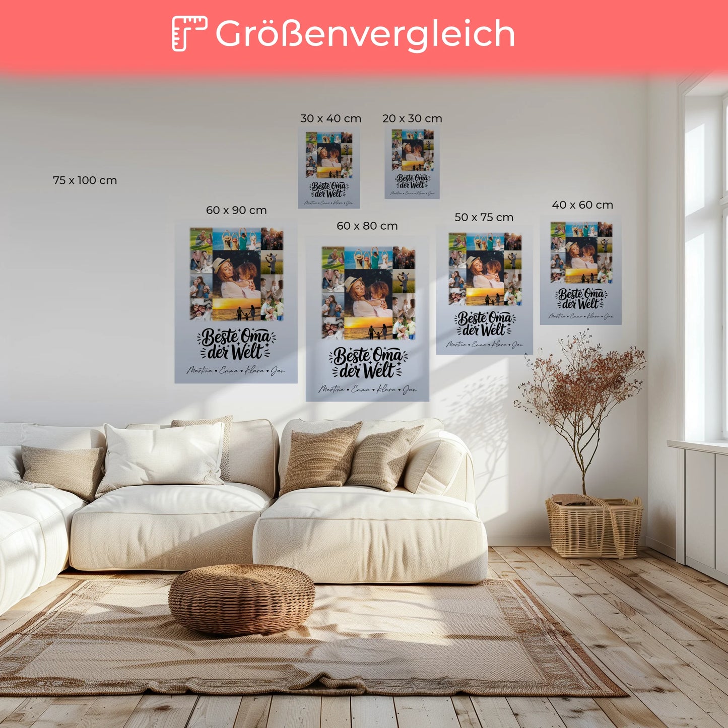 Personalisiertes Wandbild Oma mit 11 Fotos Beste Oma der Welt 6