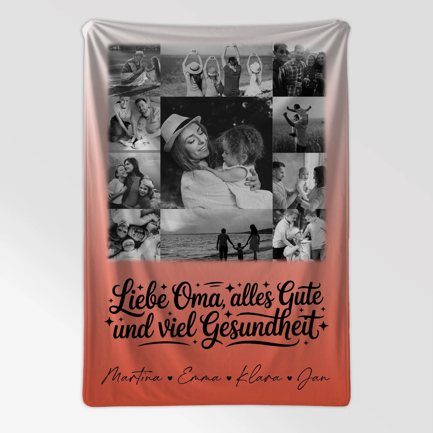 Personalisierte Decke Mit Namen 11 Fotos Oma Alles Gute Gesundheit Schwarz-Weiß Geschenk 7