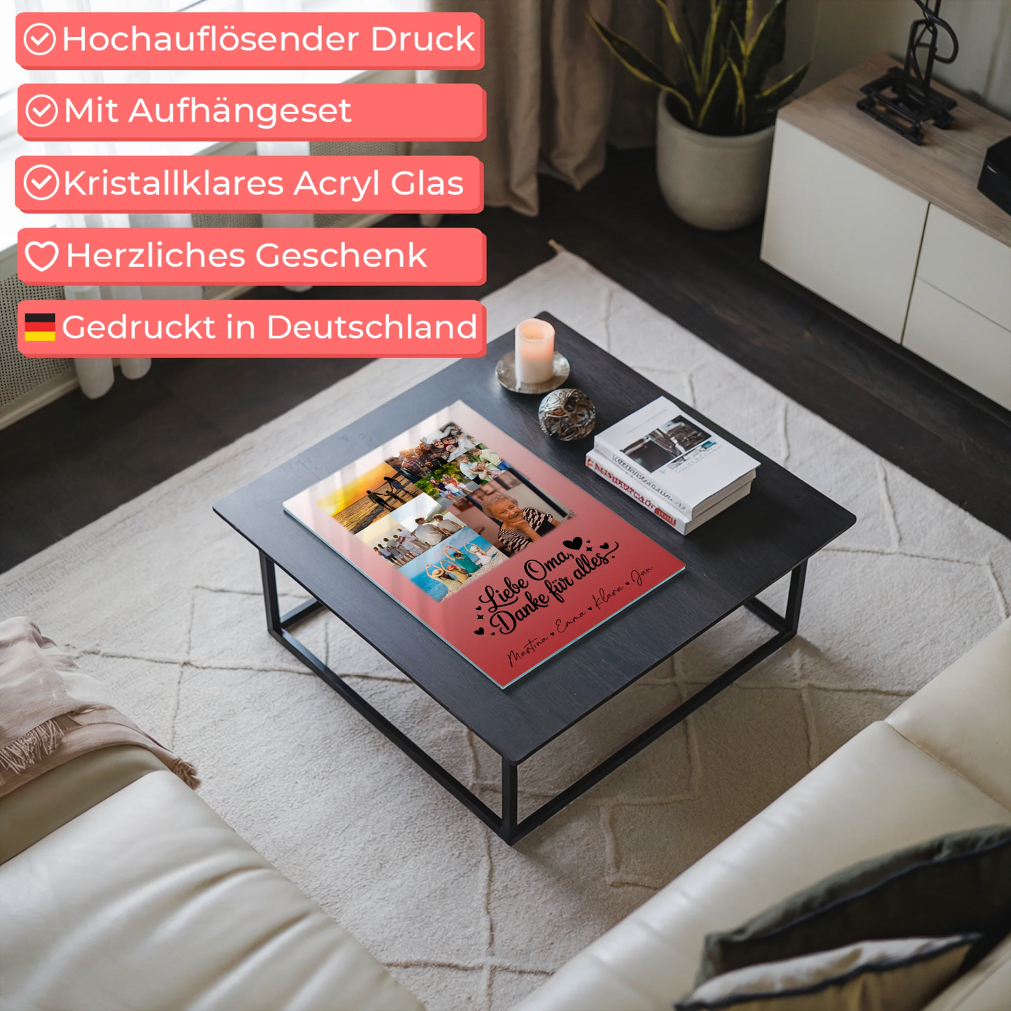 Oma Plakat Acrylglas Bild mit 9 Fotos Liebe Oma Danke für alles