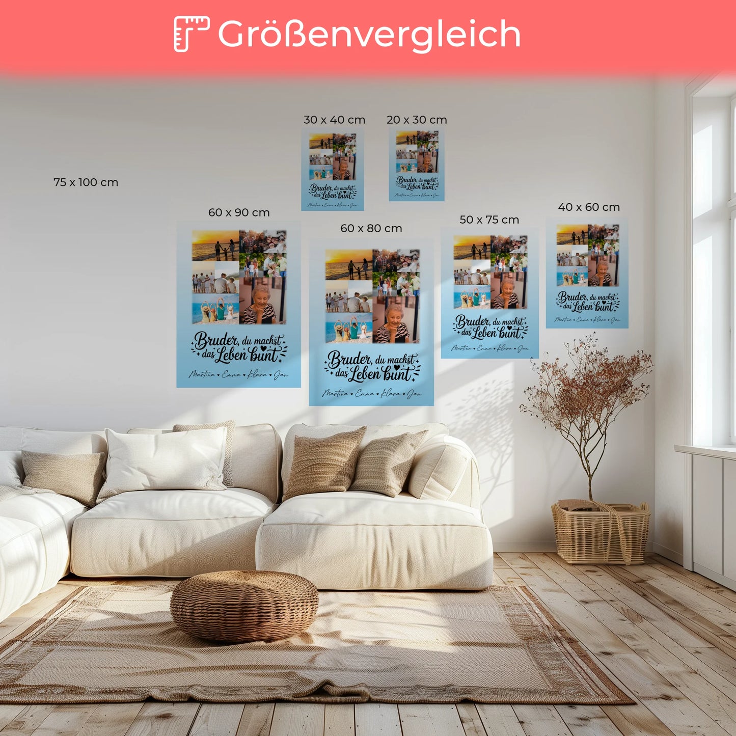 Leinwand Collagen Erstellen mit 9 Fotos Bruder du machst bunt personalisiertes Geschenk 6