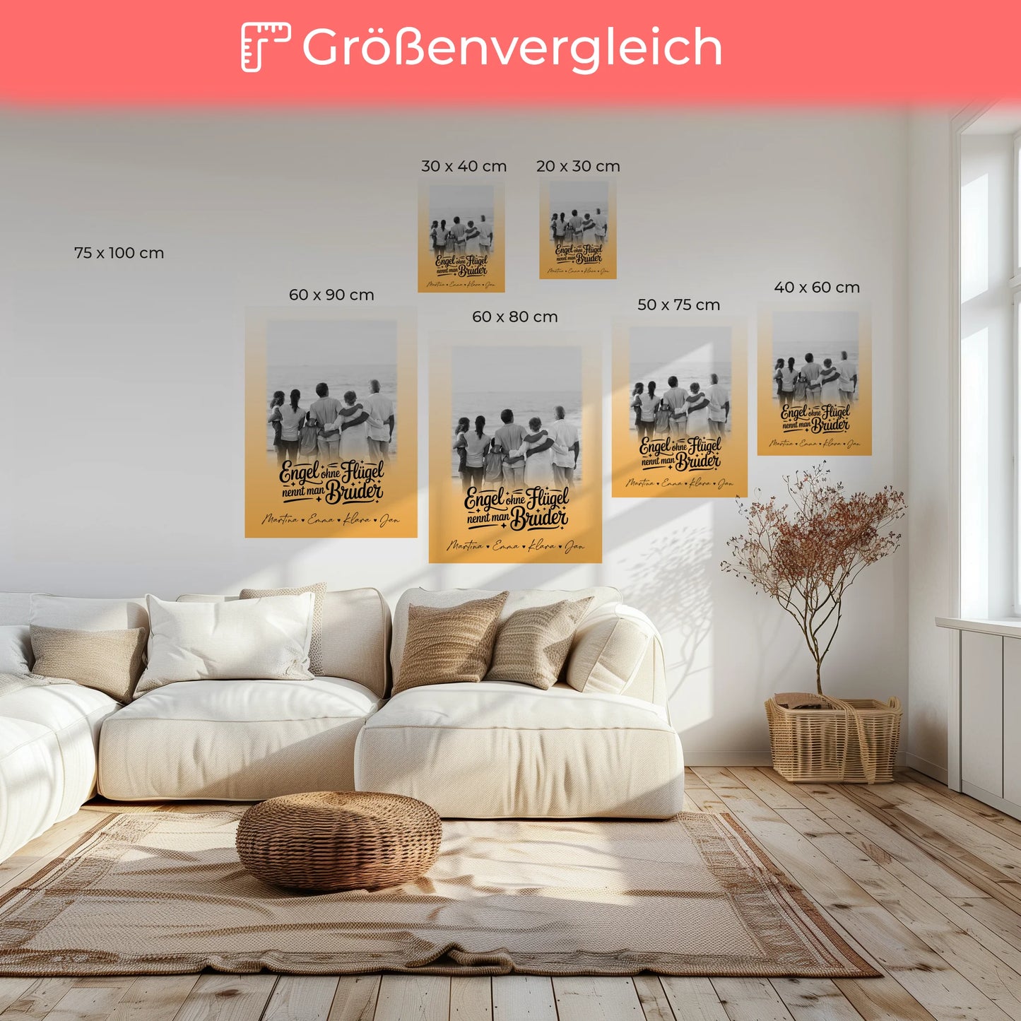 Leinwand Personalisiert mit 1 Foto Bruder ist ein Engel Schwarz-Weiß 6