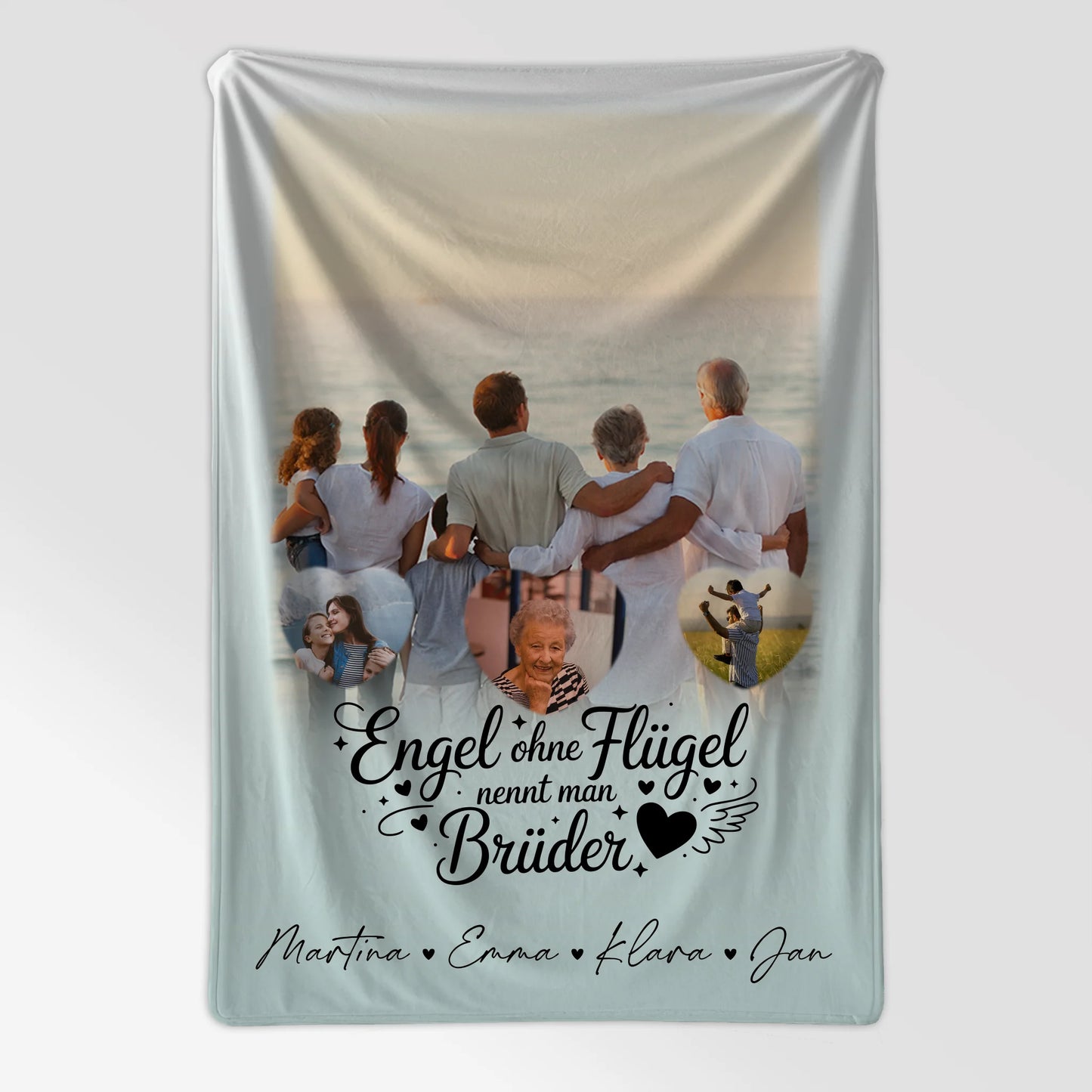 Personalisierte Decke Mit Namen 1 Foto und 3 Kleine Herz Fotos Bruder ist ein Engel 7