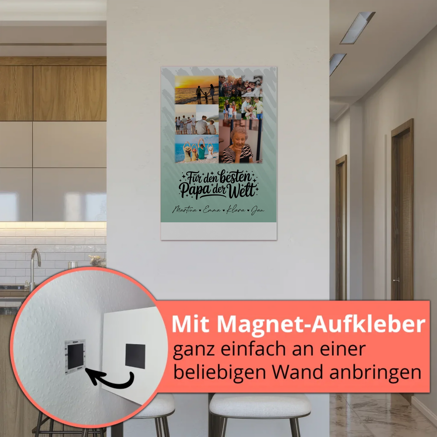 Fotoboard Poster Magnetisch 9 Fotos Für den besten Papa der Welt Personalisiertes Geschenk