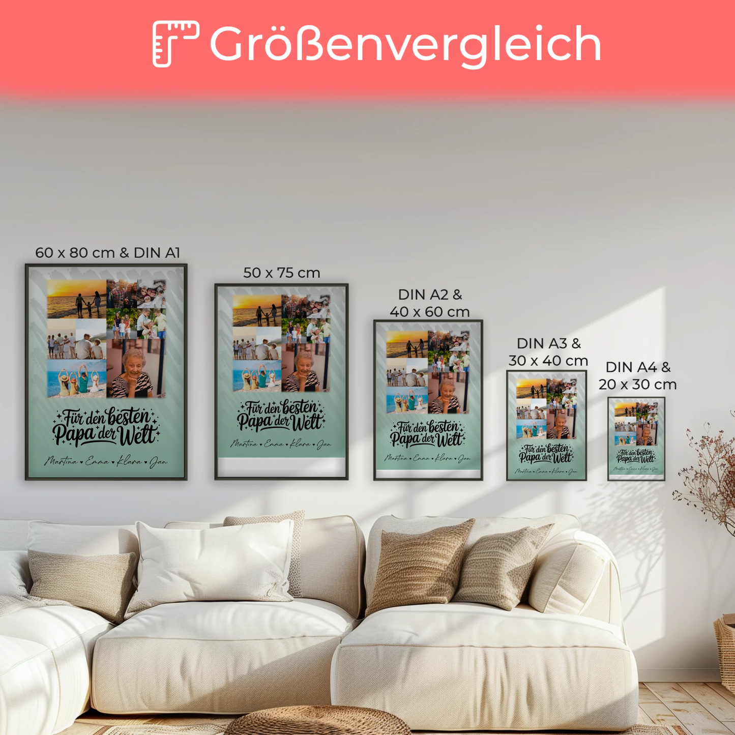 Personalisiertes Poster Vatertag mit 9 Fotos Für den besten Papa der Welt