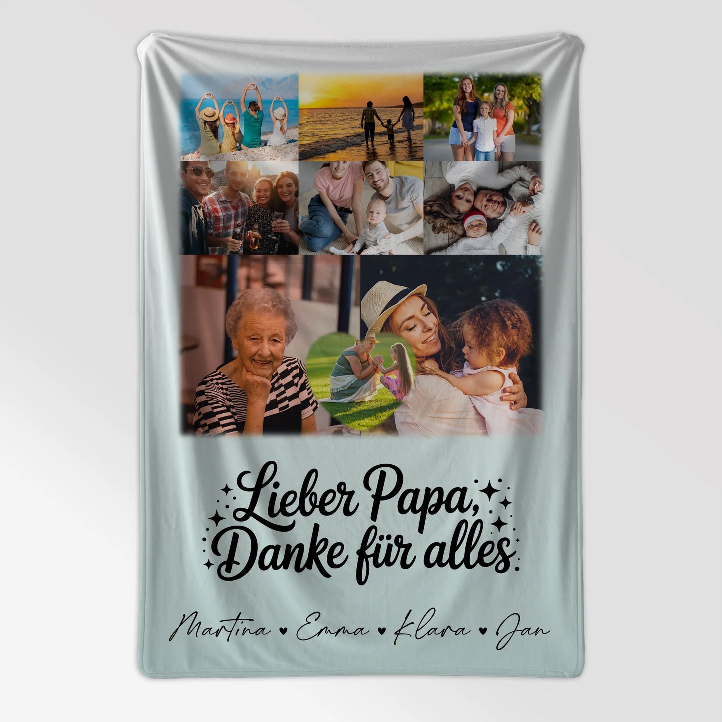 Personalisierte Decke Mit Namen 8 Fotos und Herz Foto Lieber Papa Danke für alles 7