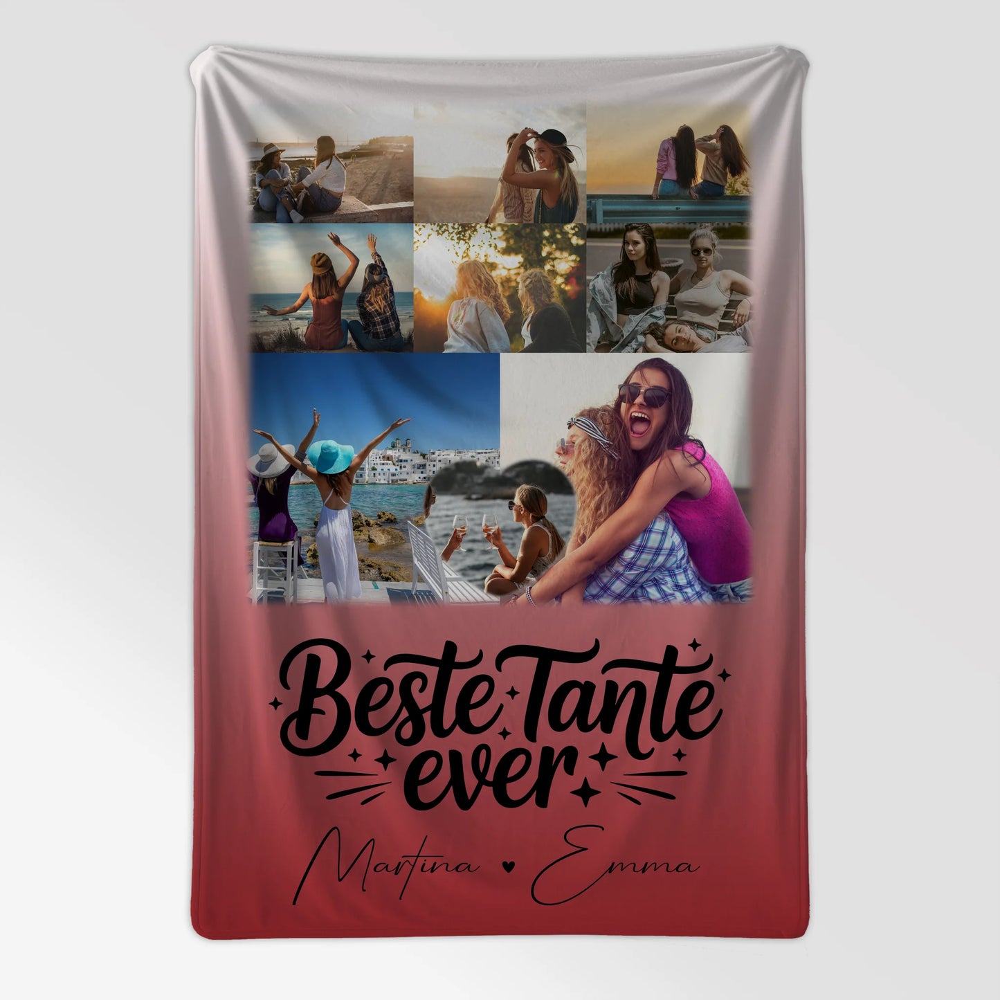 Personalisierte Kuscheldecke mit Namen, Motiv, 8 Fotos & Herz – Das perfekte Geschenk für die beste Tante 7