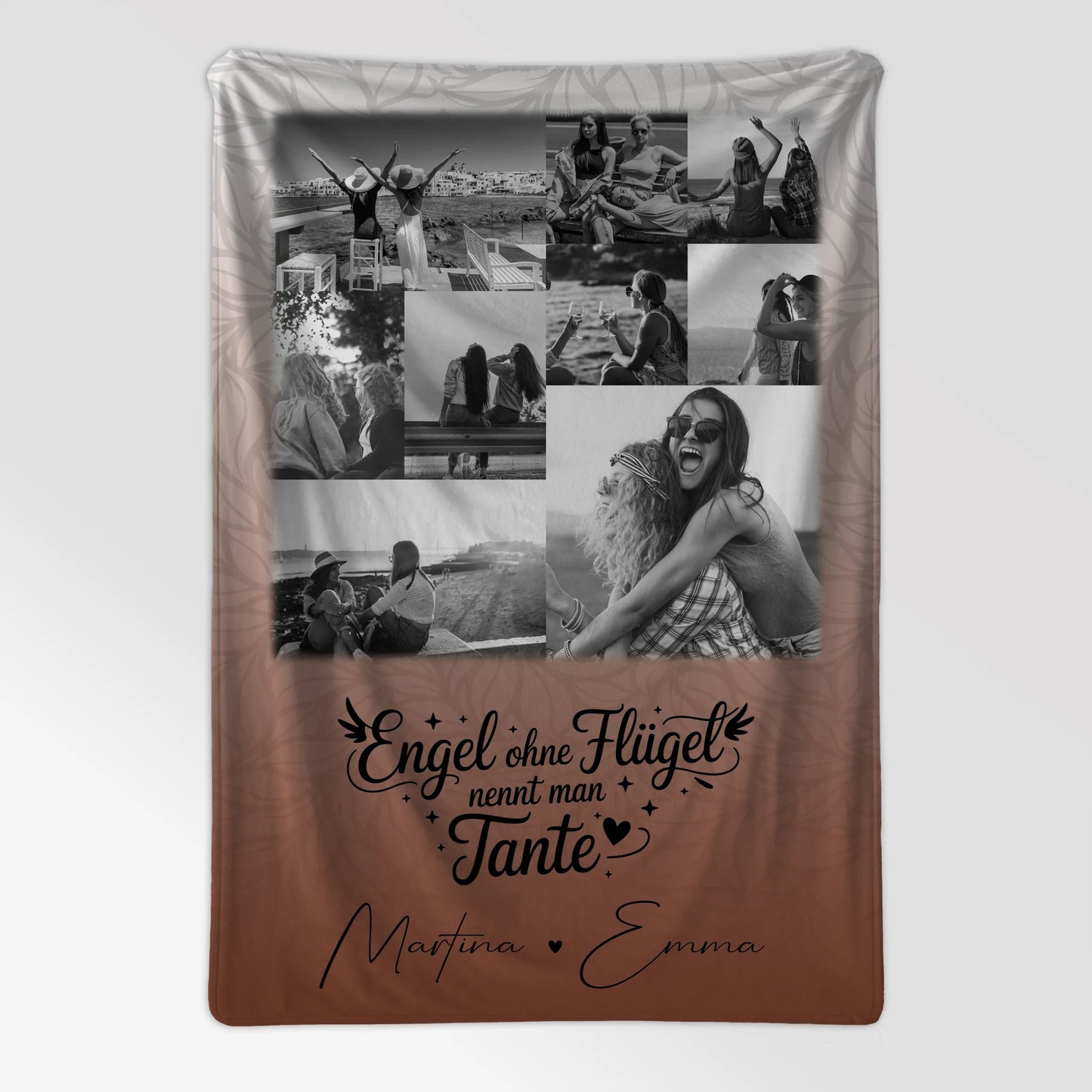 Personalisierte Namensdecke mit 9 Fotos Bruder ist ein Engel Schwarz-Weiß Geschenk für Familie 7