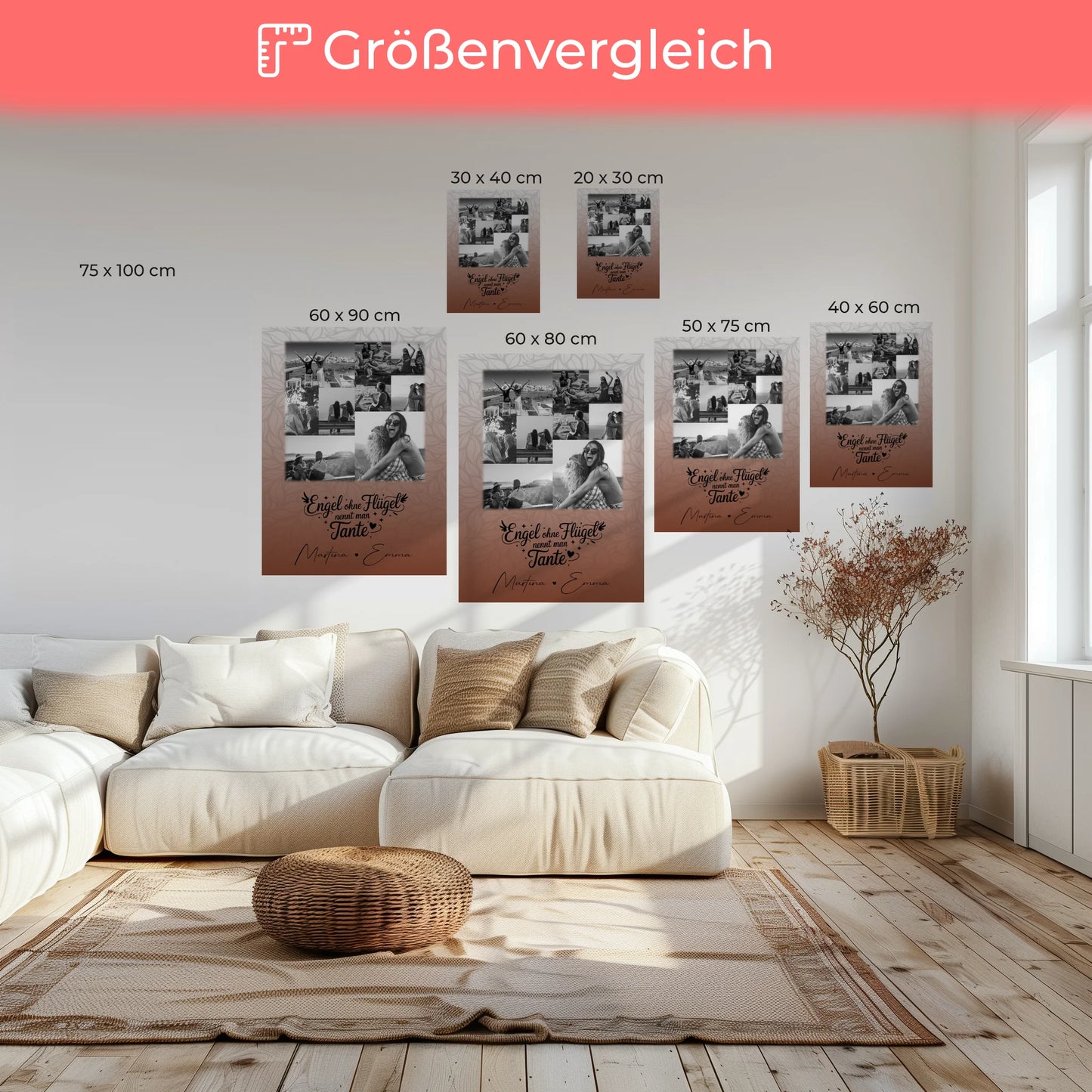 Personalisierte Wandbild Fotocollage 9 Fotos Bruder ist ein Engel Schwarz-Weiß Geschenk 6
