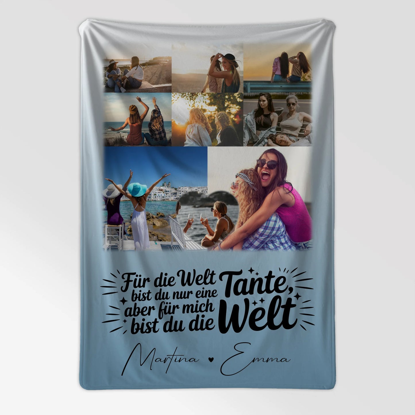 Personalisierte Decke Mit Namen 8 Fotos und 1 Herz Foto Du bist für mich die Welt 7
