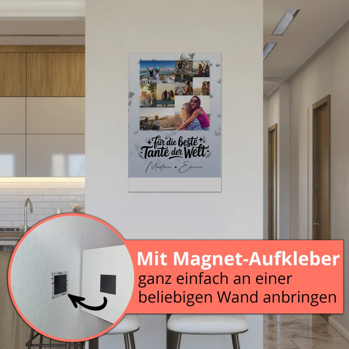 Personalisierte Magnetposter Fotoboard mit 9 Fotos - Das perfekte Geschenk für die beste Tante der Welt