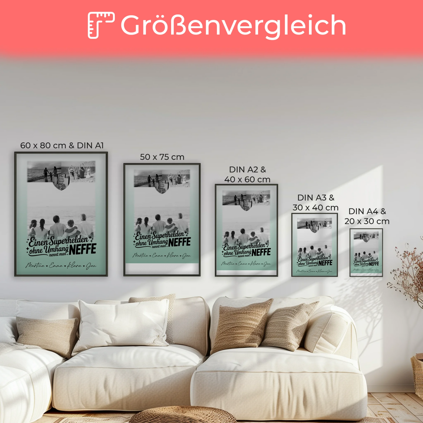 Foto Collage Poster Erstellen mit 3 Fotos und Herz Motiv Bruder ist mein Held Schwarz-Weiß