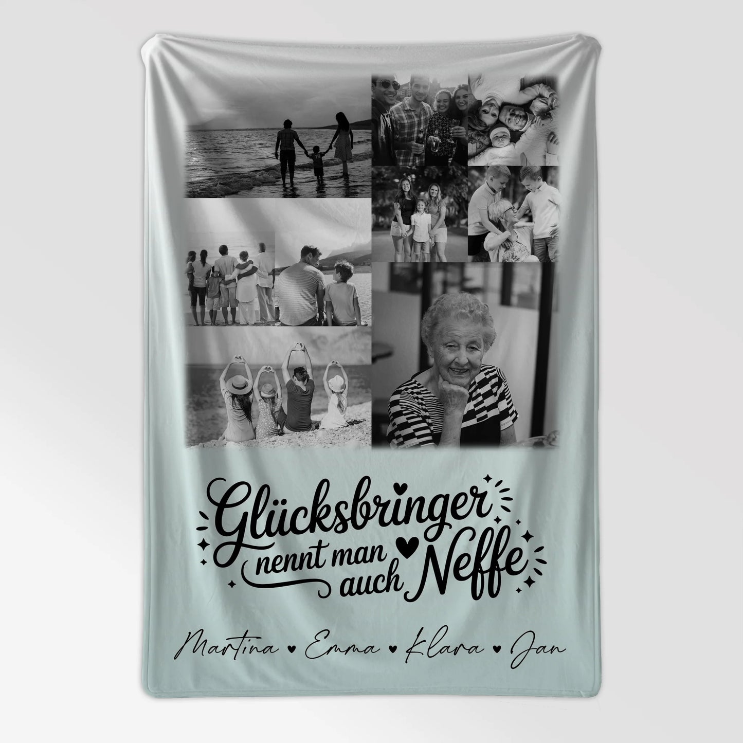 Personalisierte Kuscheldecke Mit Namen 9 Fotos Glücksbringer Bruder Schwarz-Weiß 7