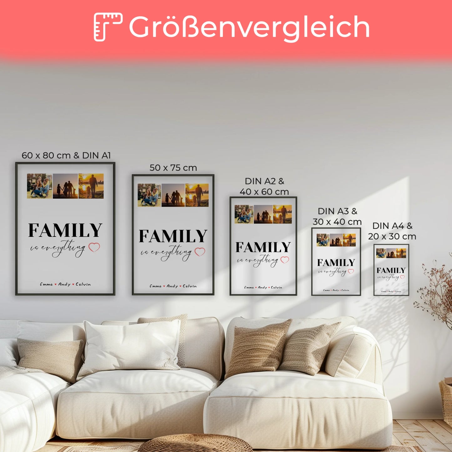Personalisierte Familienposter mit Namen Familie Fotocollage Family Is Everything Geschenk