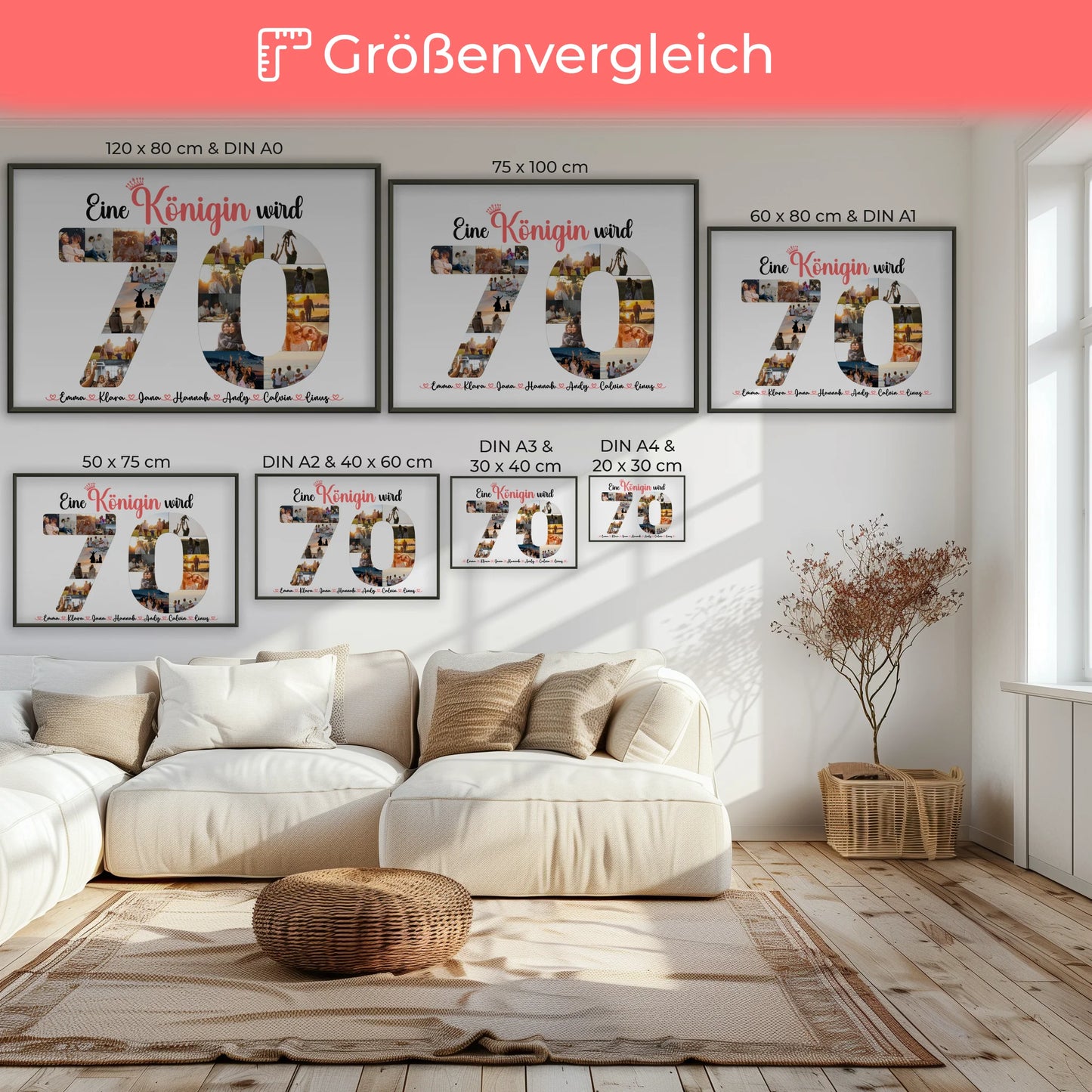 Individuelles Poster Königin wird 70 Geburtstag mit Fotos in Zahlen
